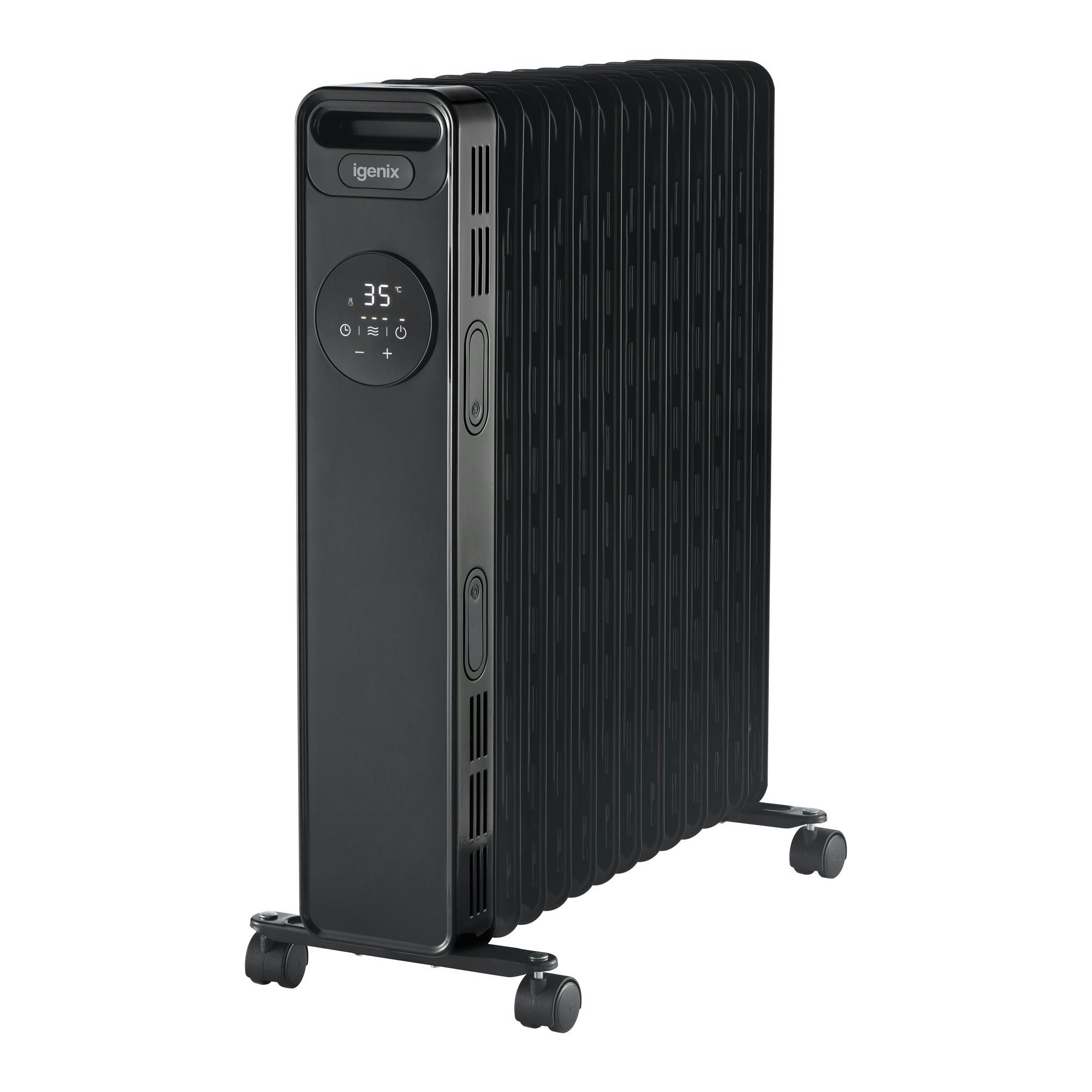 Igenix Black Digital Oil Filled Radiator, 2.5Kw/2500W, Overheat Protection,