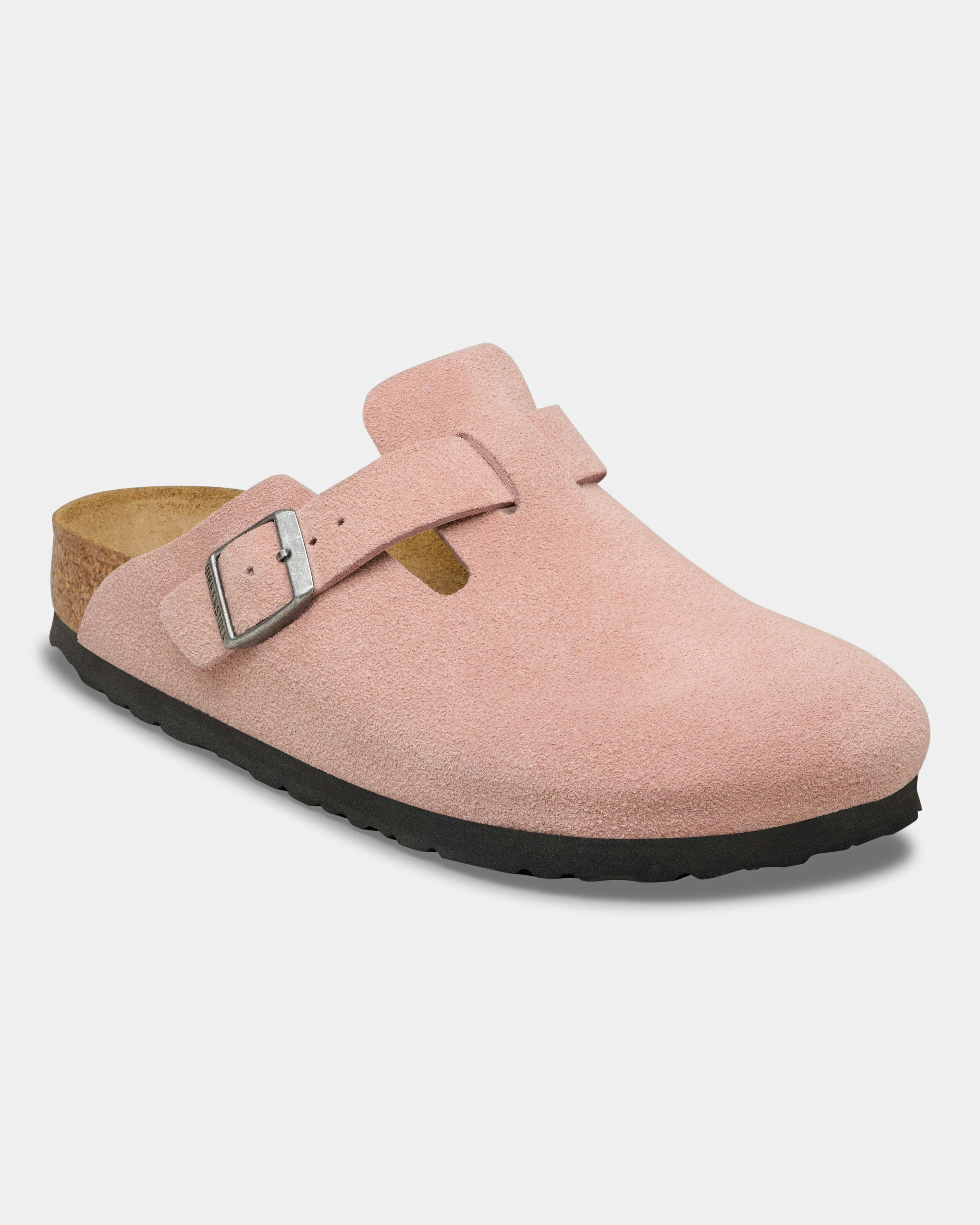 Birkenstock Women's Pink Boston Suede Leather Clogs - Clay - Clay - Uk7 Eu40 Regular
