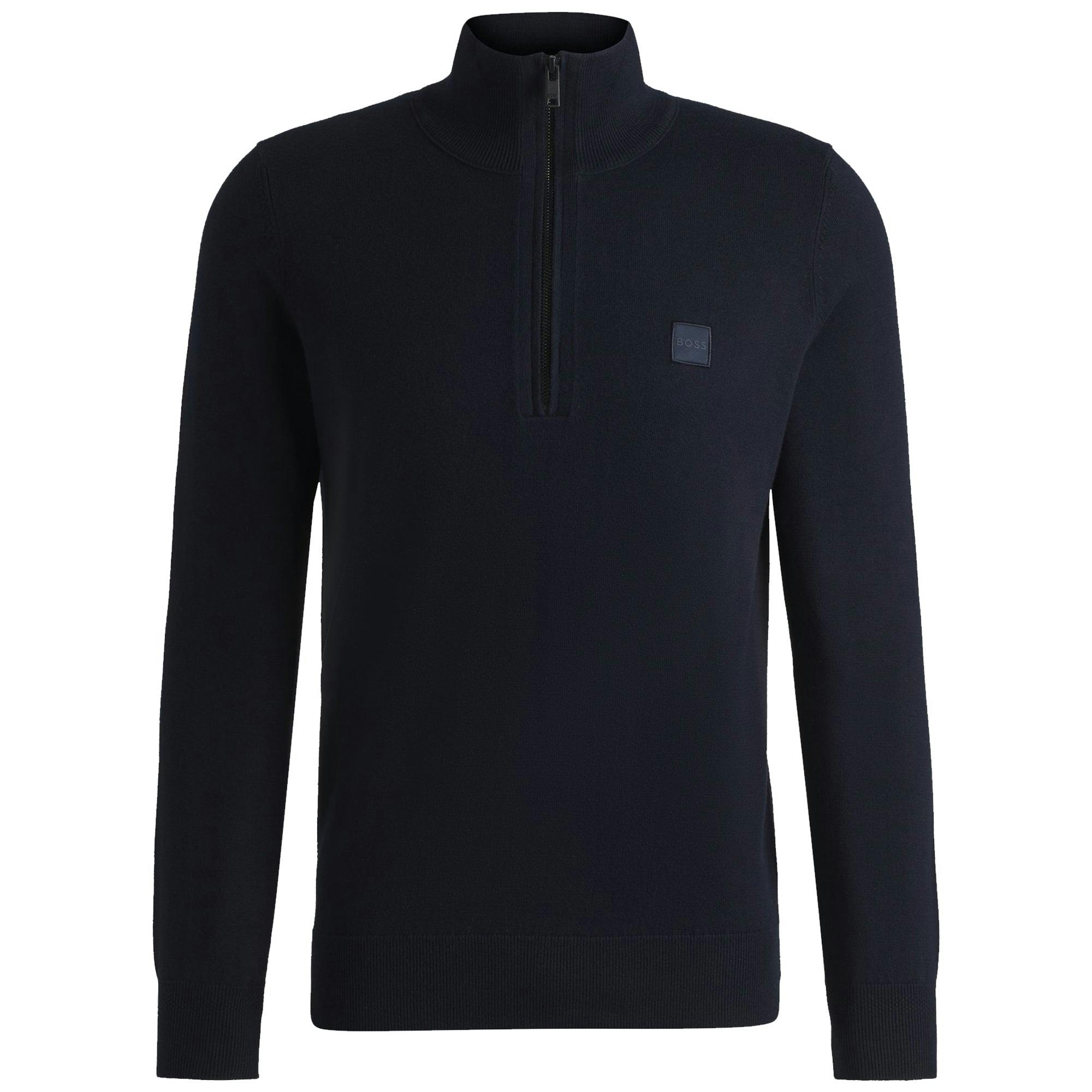 Boss Dark/Blue Kanobix S Quarter Zip Knitted Sweater - Medium