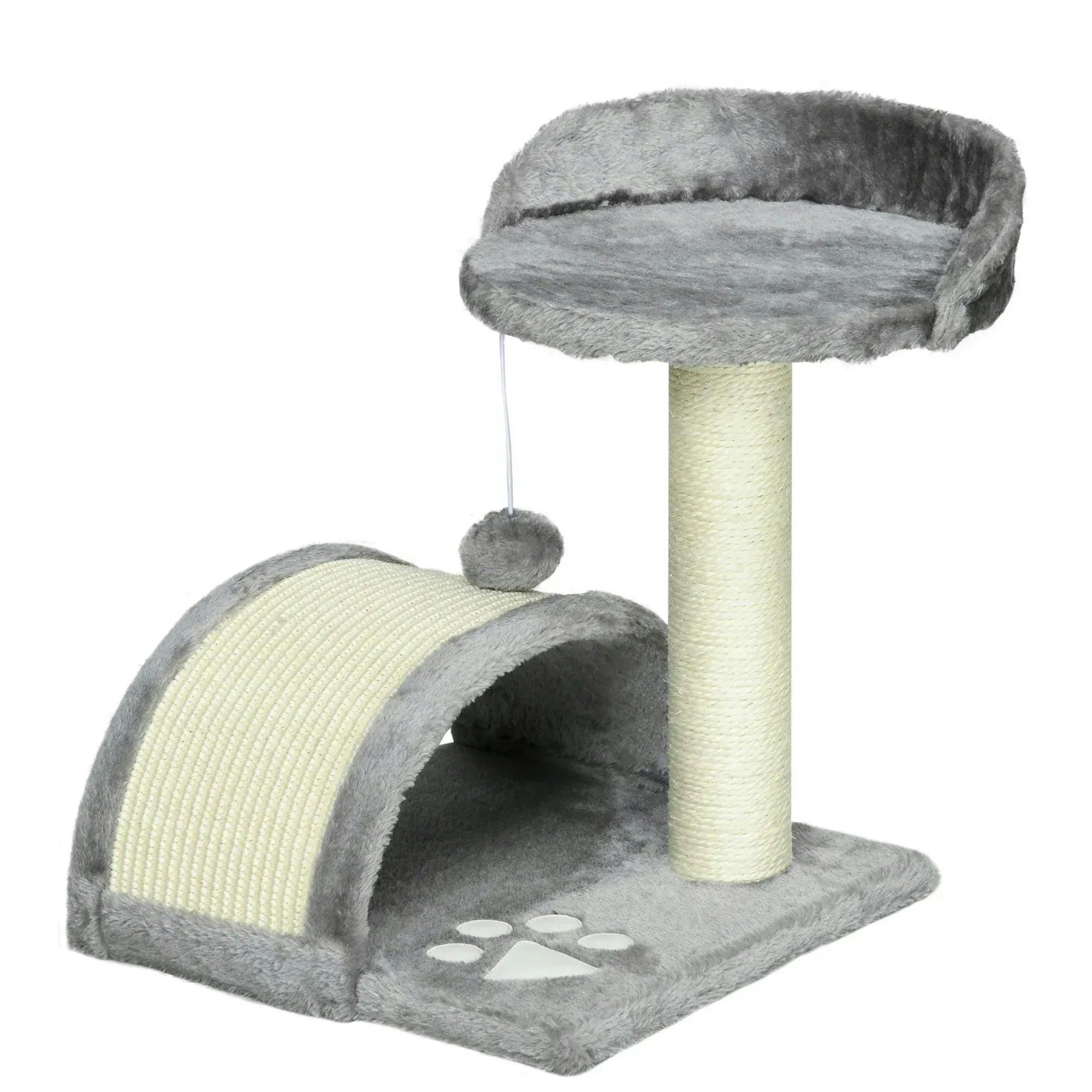 Pawhut Cat Tree Scratching Post Activity Centre Climber Hanging Ball Grey - Image 5