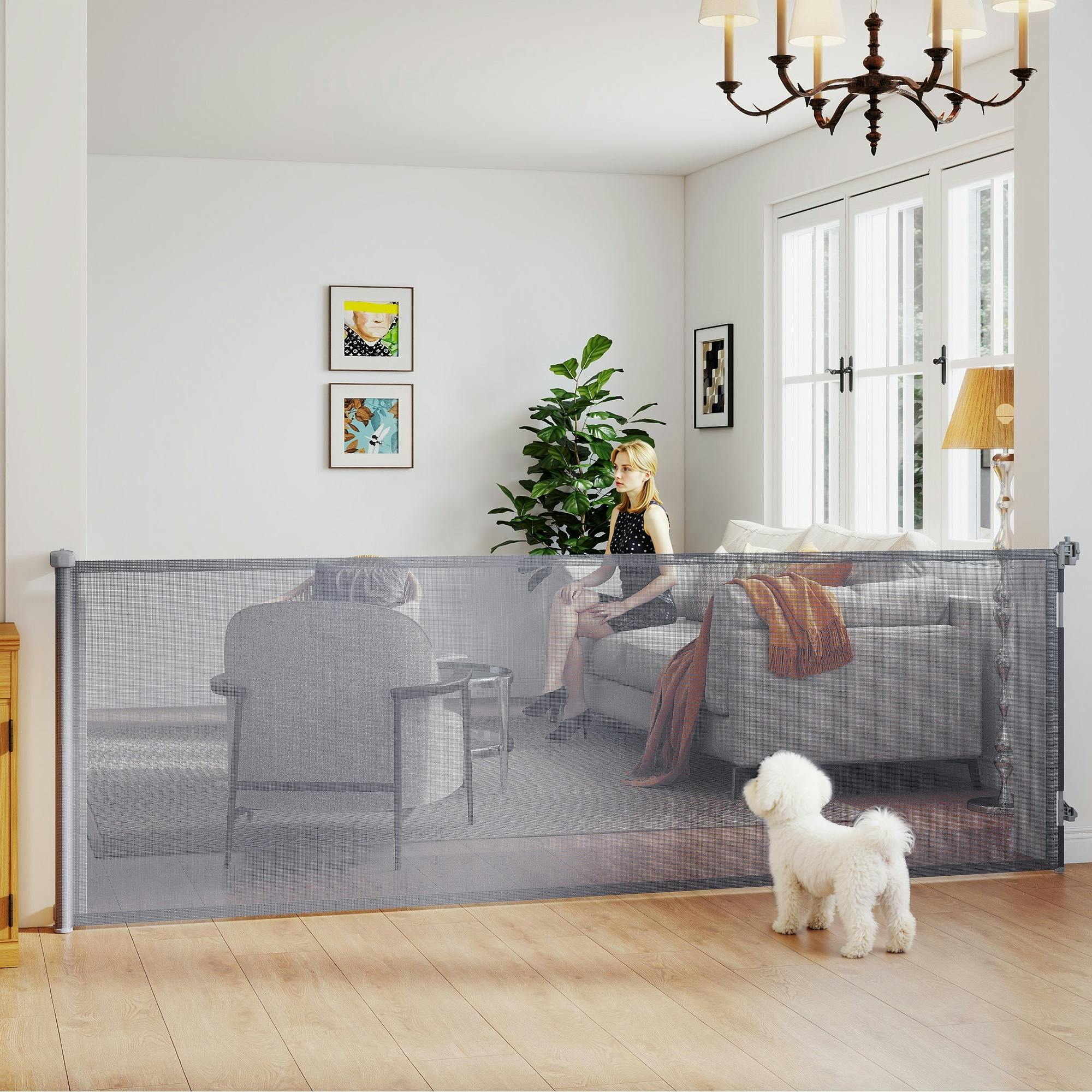 Pawhut Stair Gate For Dogs, Pet Gate, Extends To 300 Cm Wide & 104 Cm Tall - Image 2