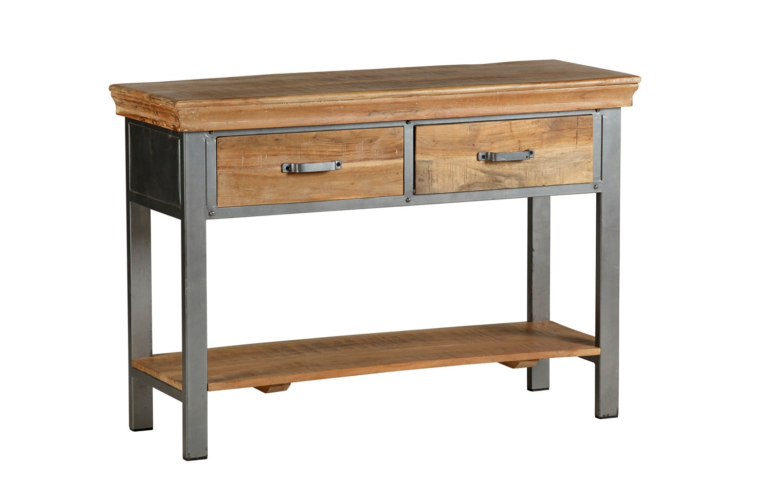 Ih Design Brown Dunphy Industrial 2 Drawer Console Table - 115Cm X 40Cm X 78Cm (Lxdxh) - Wooden