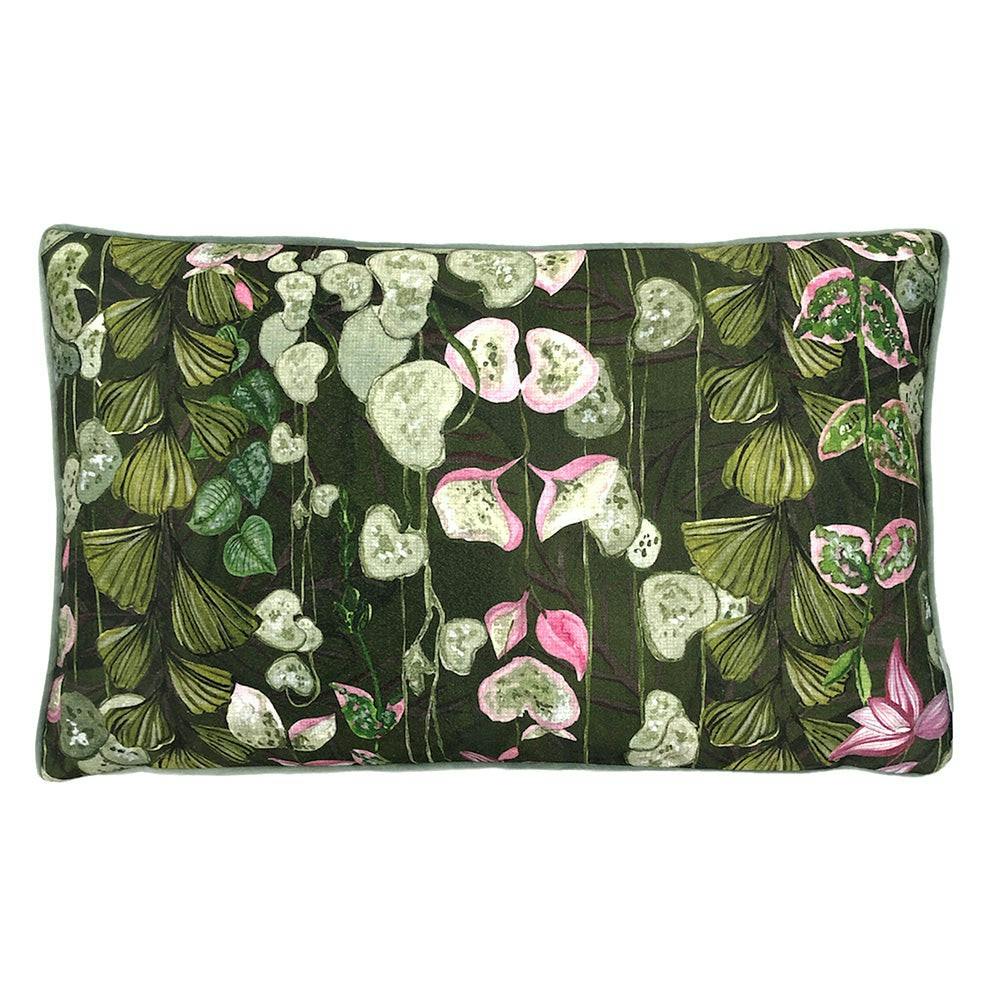 Rackhams Green/Pink Veadeiros Botanical Cushion Cover - Bottle - 50Cm X 30Cm - Bottle - 73% Polyester/27% Cotton