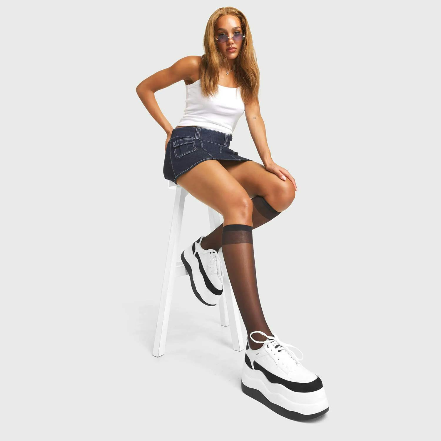 Lamoda Women's White Spacey Pu Chunky Platform Boots Trendy Stylish Statement Shoes - Uk4
