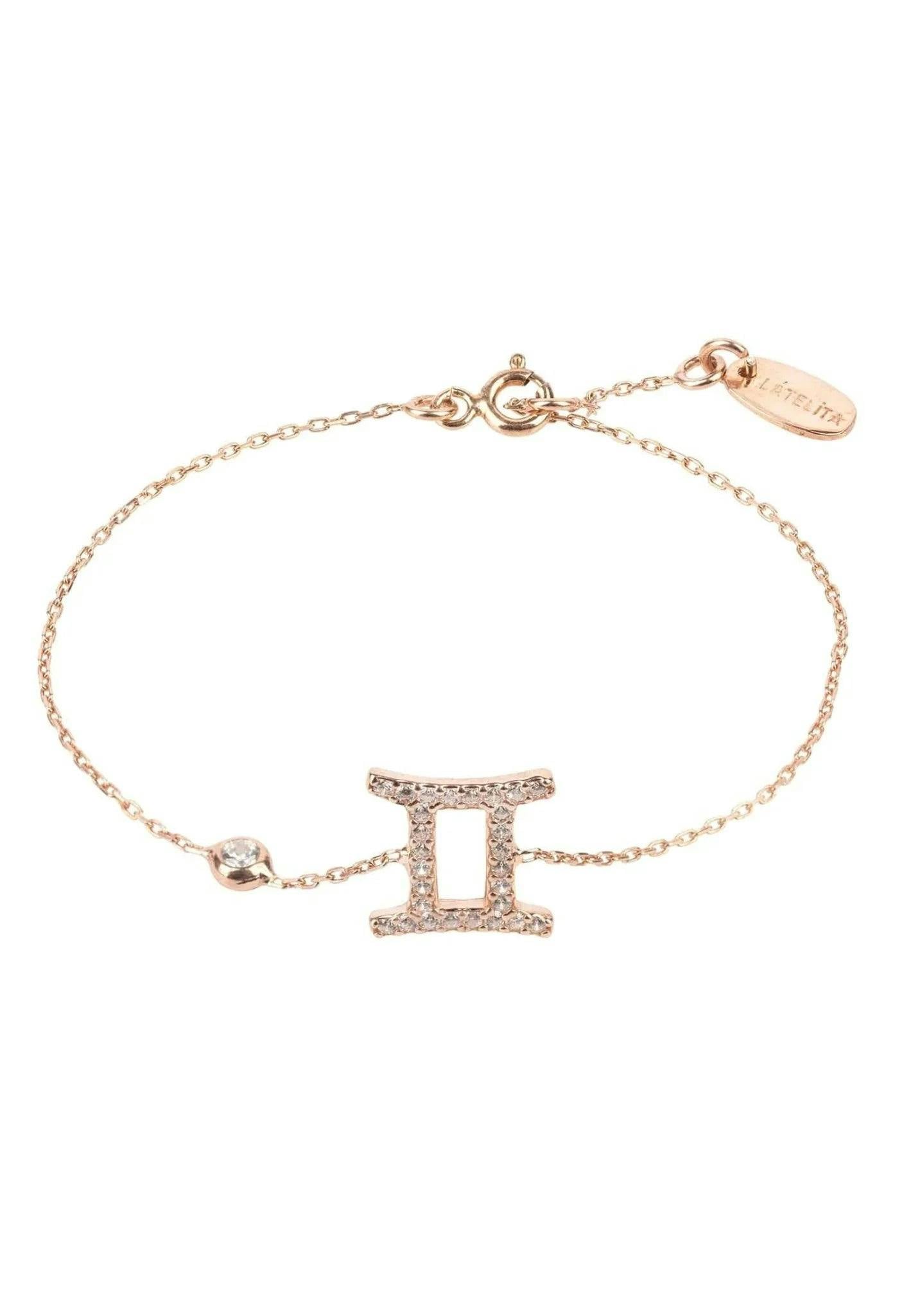Latelita Silver/White/Light Zodiac Horoscope Star Sign Bracelet Gemini - Rosegold