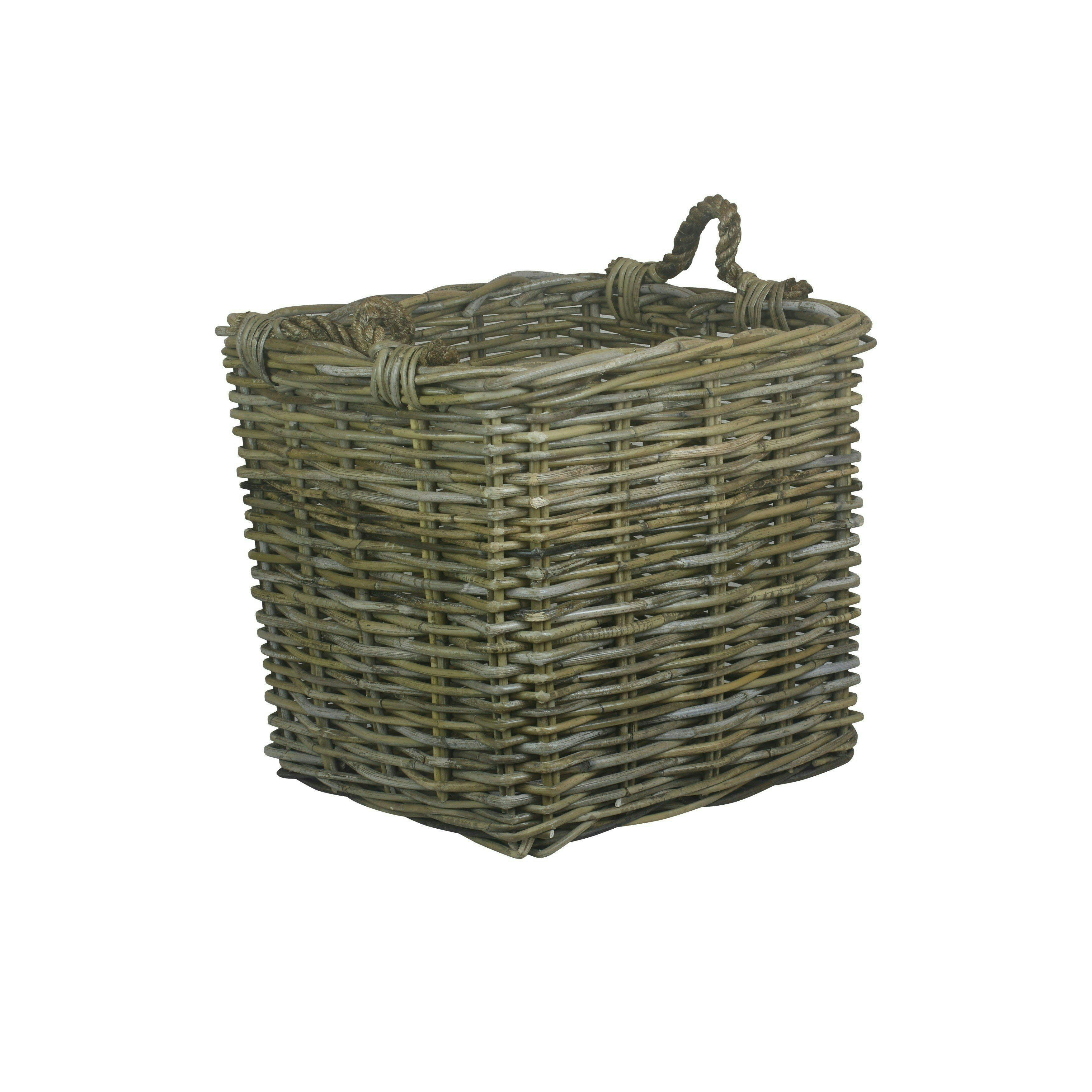 Red Hamper Red/Grey/Brown Hamper Square Rattan Log Basket - Medium