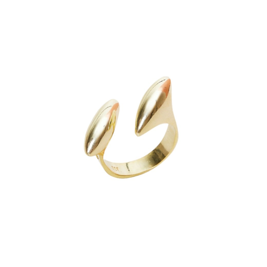 Spero London Silver/Gold Double Marquise Sterling Adjustable Ring