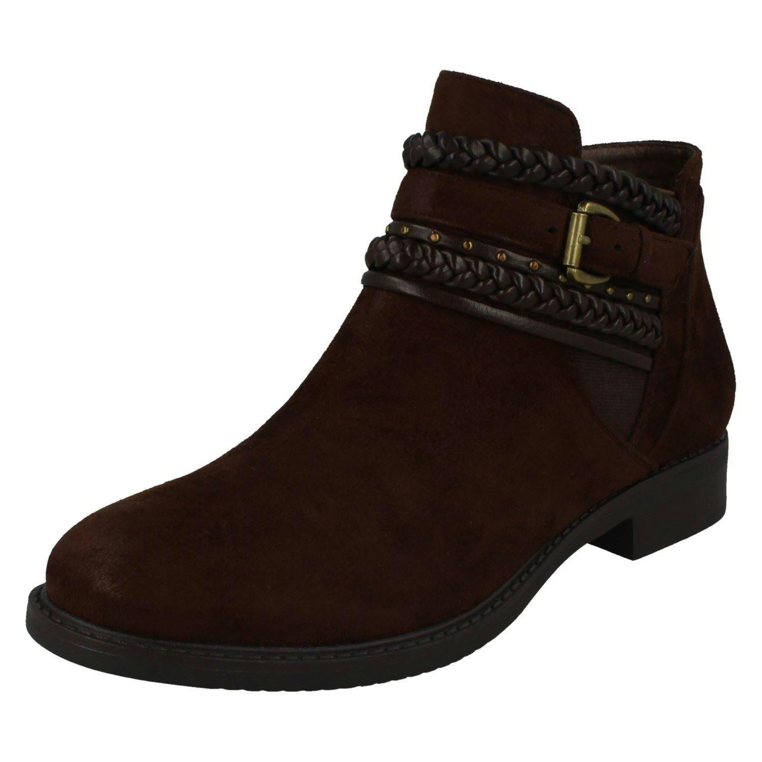 Spot On Women's Brown Low Heel Ankle Boots F51032 - Uk 3