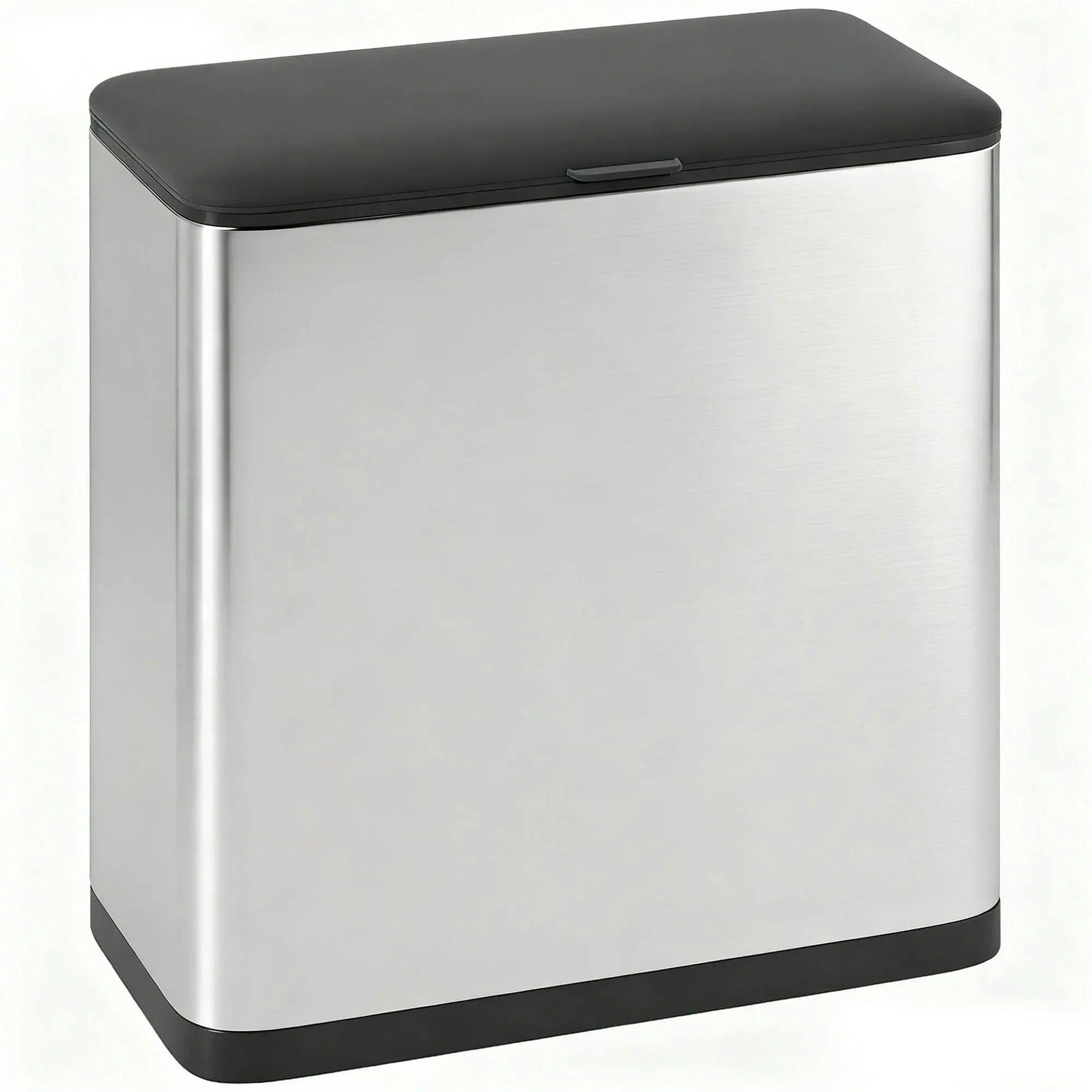 HOMCOM 8L Hanging Kitchen Bin Stainless Steel Press-to-Open Lid Silver Tone | Rubbish Bin, Removable Inner Bucket, for Kitchen Cabinet Door, Under Sink, Bedroom, Office - Image 7