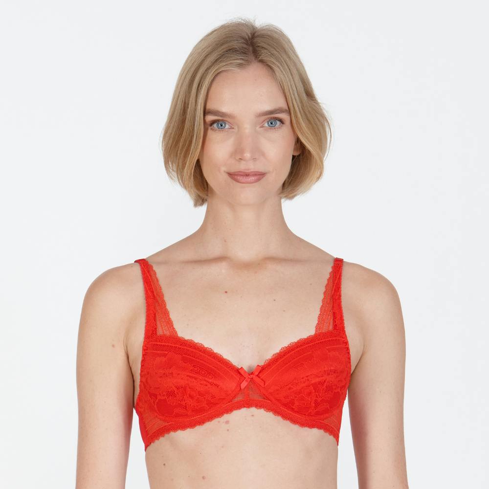 Little Women Women's Red Little Millie High Apex Non-Wi Medium Removable Padded Bra - 38Aa