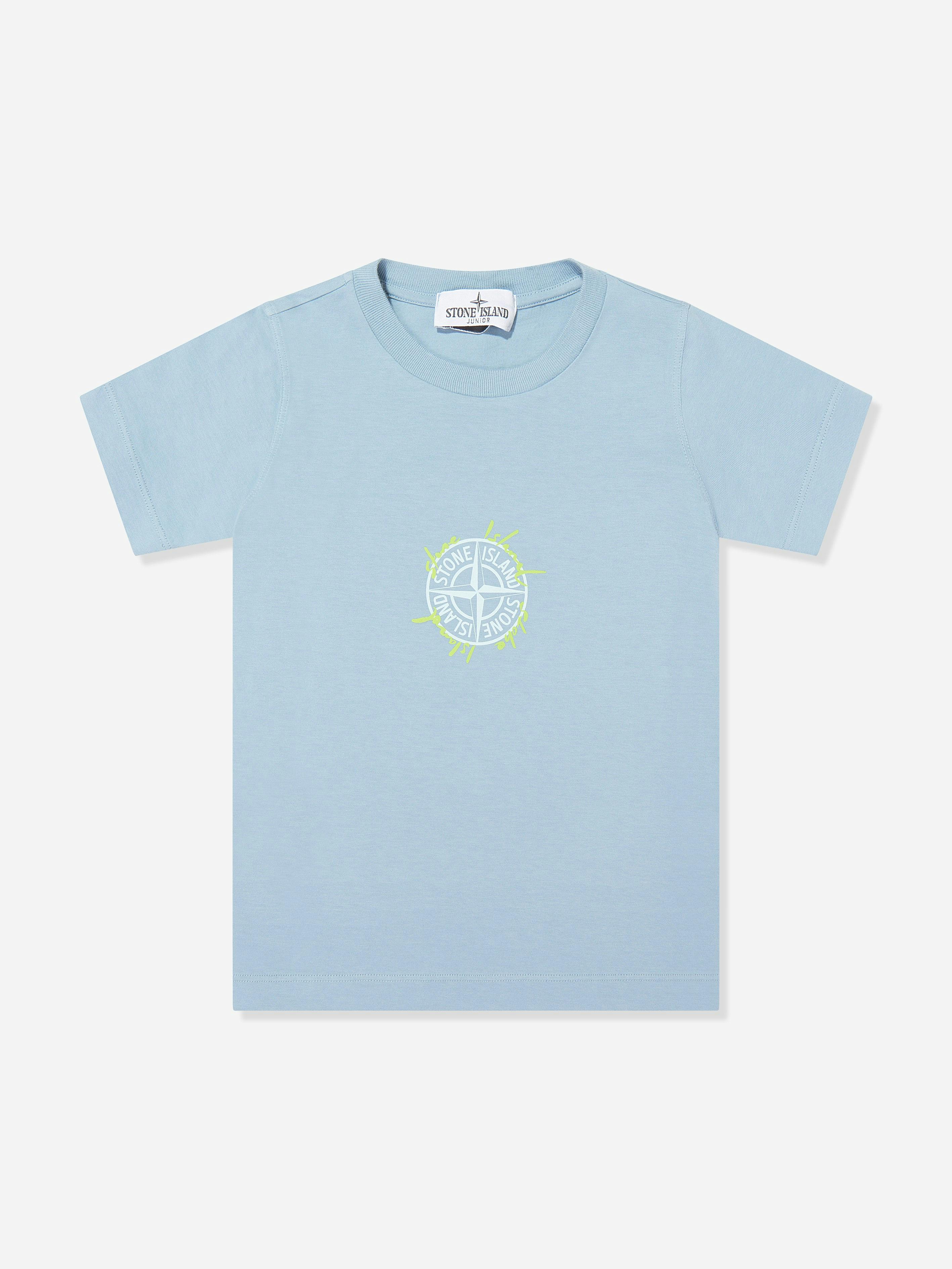 Stone Island Junior Boys Blue Stone Island Compass Logo Print T-Shirt In - 4 Yrs