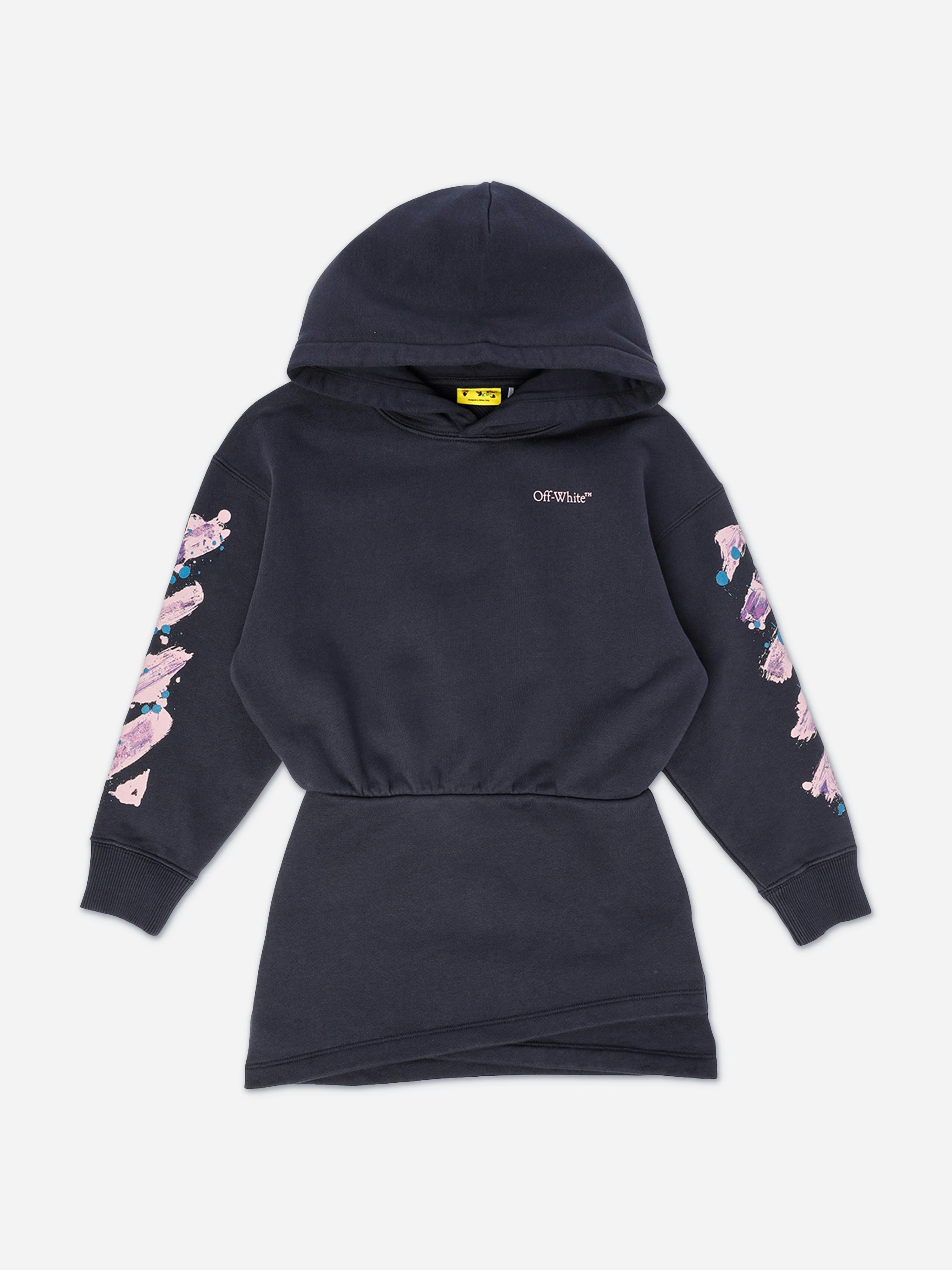 Off-White Girls White Off- Diag Splat Hoodie Dress In Navy - Navy - 8 Yrs