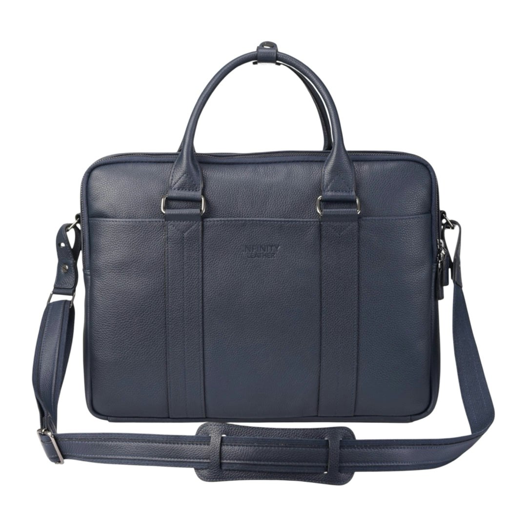 Infinity Leather Sutton - Genuine Leather Laptop Bag - Navy