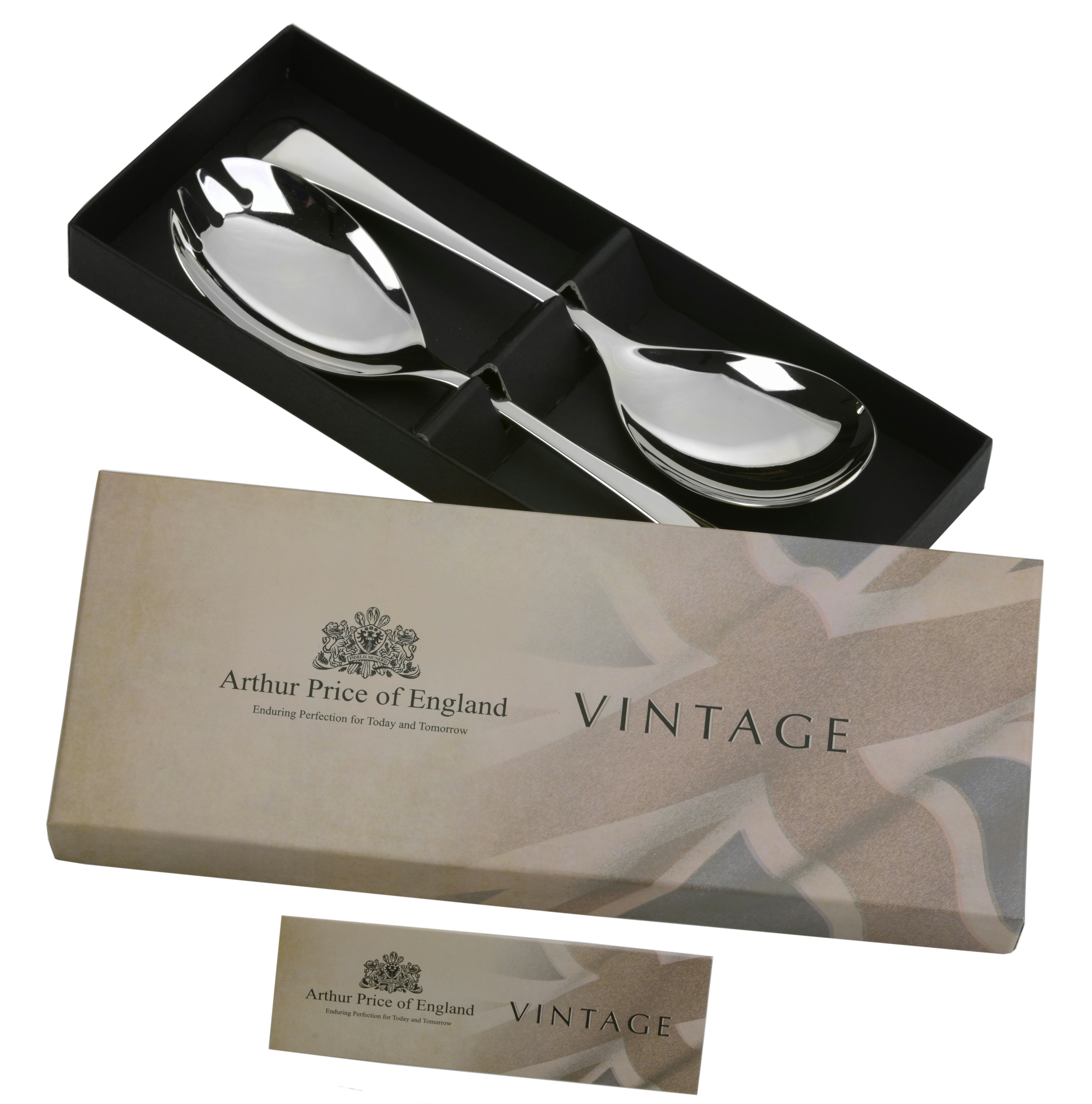 Rackhams 'Vintage' Stainless Steel Pair Of Salad Servers Gift Boxed Cutlery Set - 2 Pieces - Stainless Steel - Stainless Steel