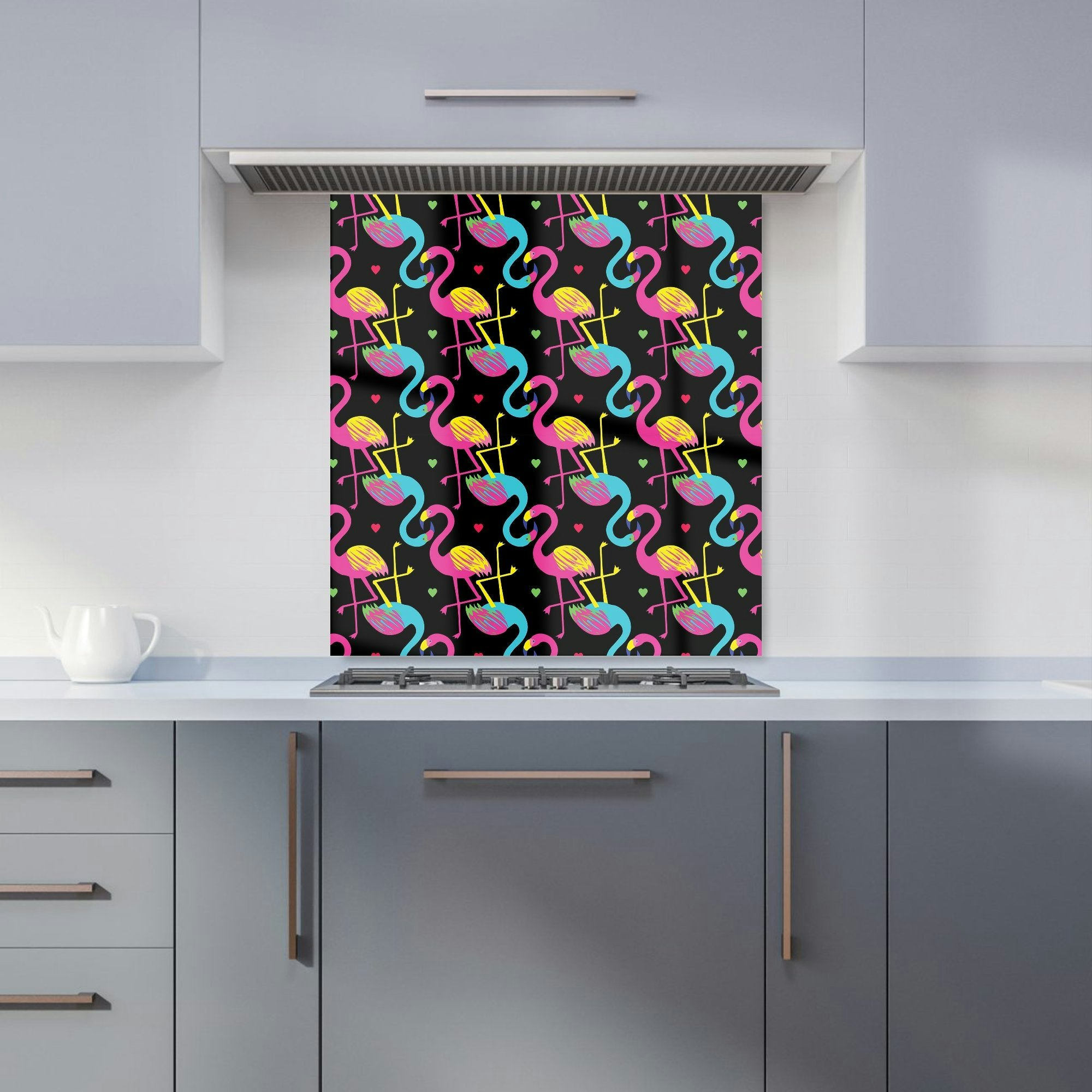 Warren Reed - Designer Vivid Flamingo Pattern Kitchen Splashback - W700mm X H650mm