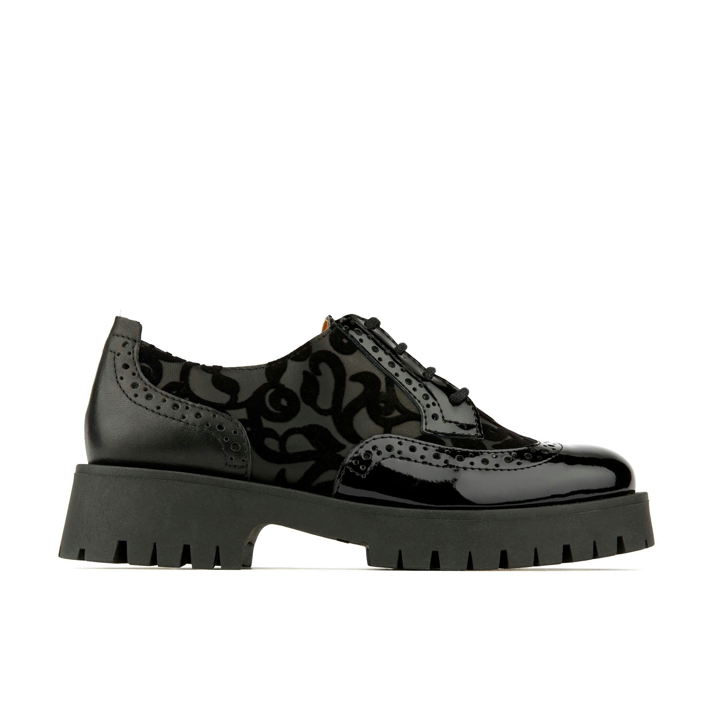 Embassy London Women's Black Artisan - Floral - Chunky Sole Derby Shoe With Brogue Details - Uk 5 / Eu 38 / Us 7