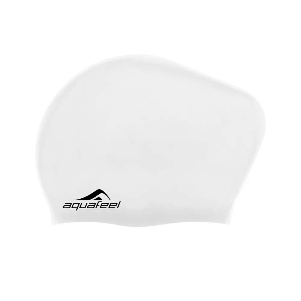 Aquafeel White Long Hair Adult Silicone Swim Cap