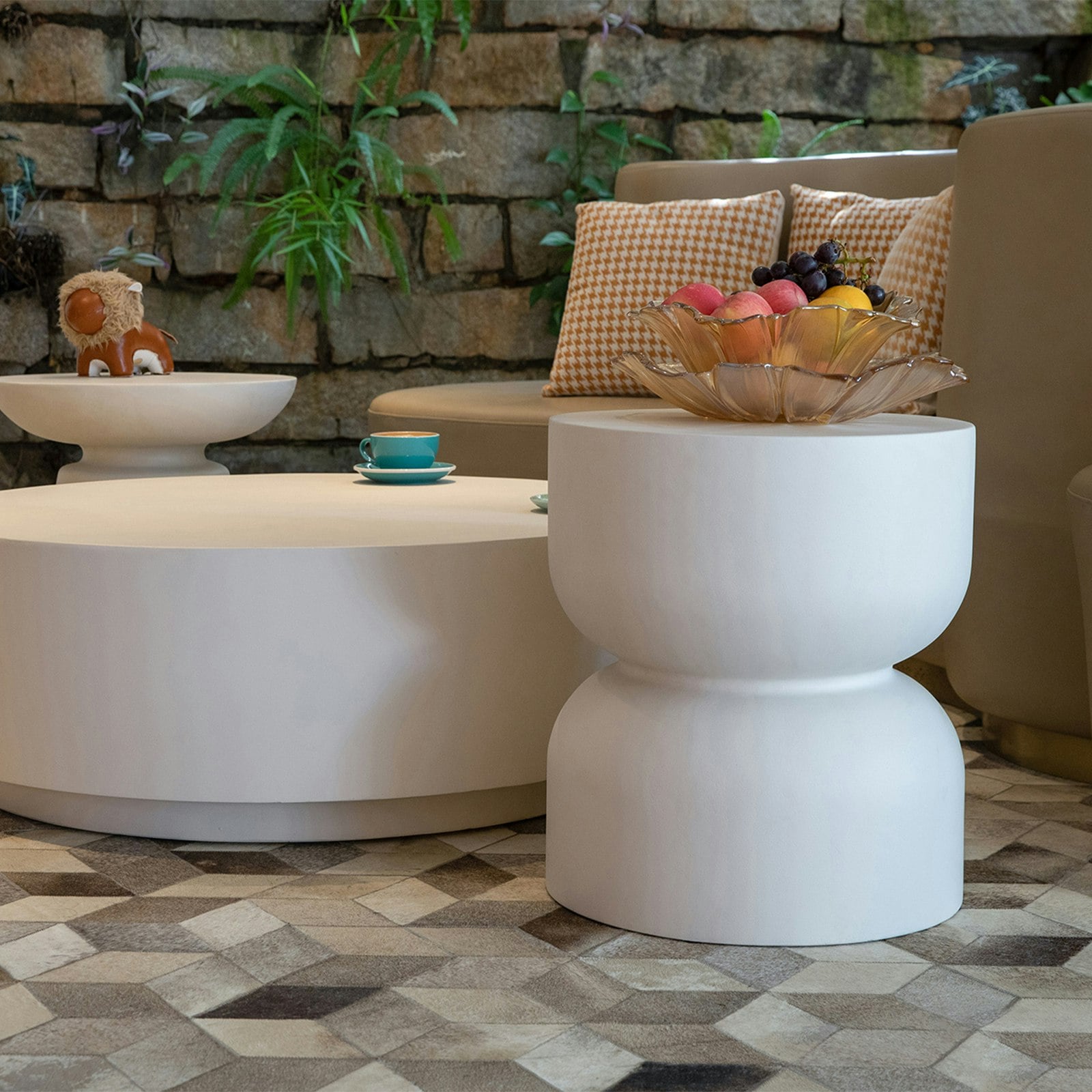 Rackhams Cream/White Chronos Grc Side Table In - Grc Concrete - 1