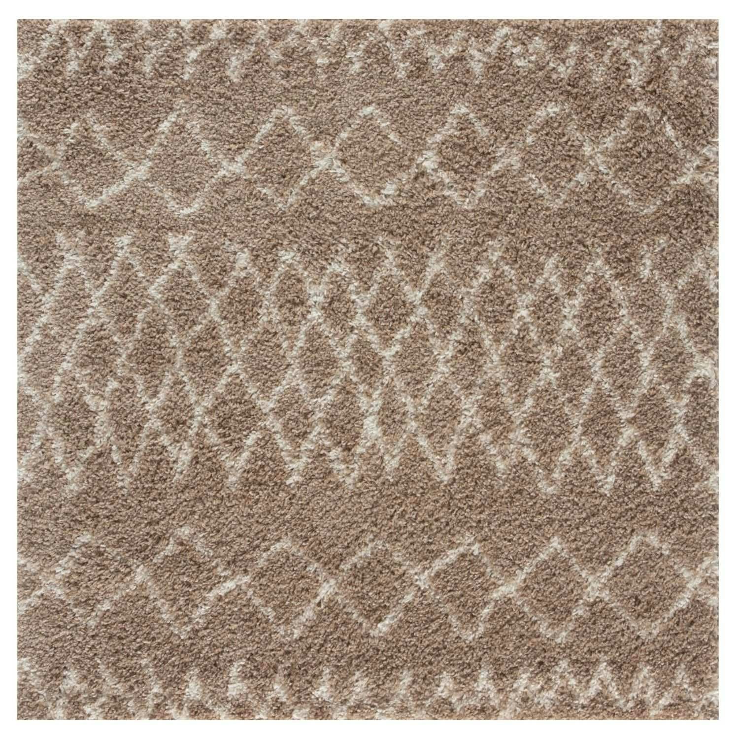 The Rugs Beige Moroccan Shaggy Rug | 920 - 120X120 Cm
