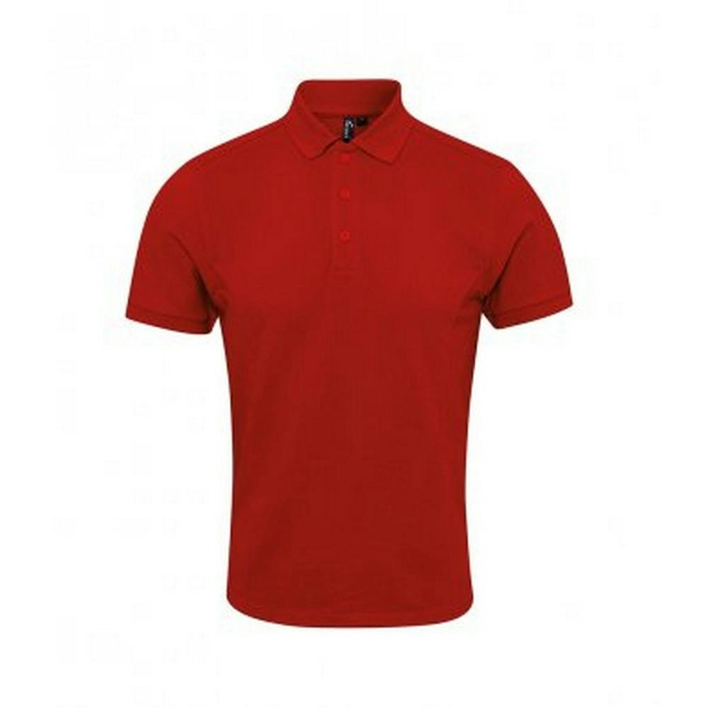 Premier (M, Red) Mens Coolchecker Plus Piqu Polo Shirt - Image 3
