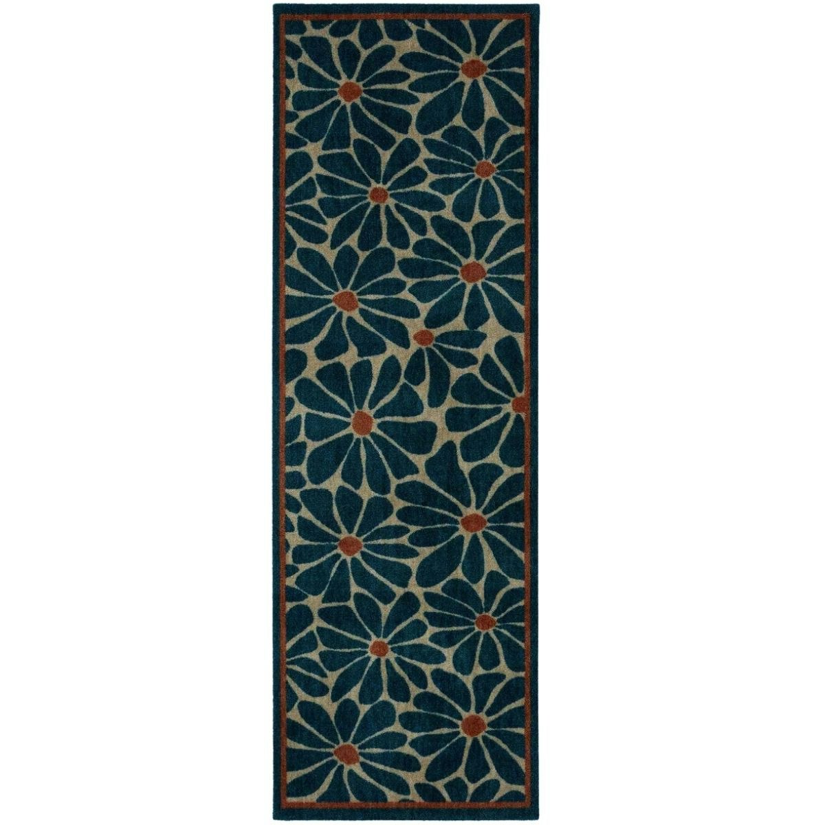 Rackhams Washable Boho Floral Indoor Mat - 50X150 Cm