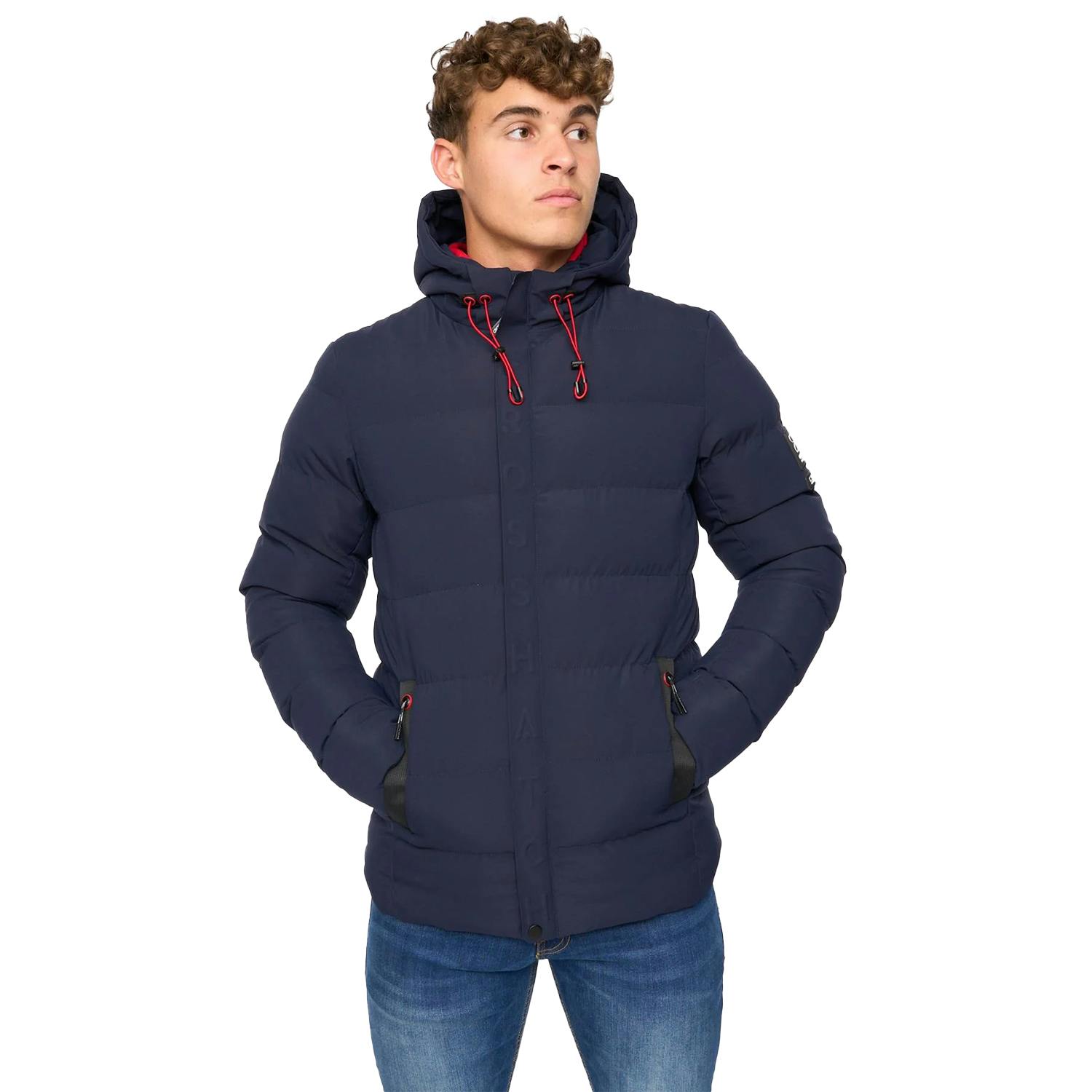Crosshatch Men's Kampleys Embossed Padded Jacket - Navy - Xl - Navy - 100% Polyester