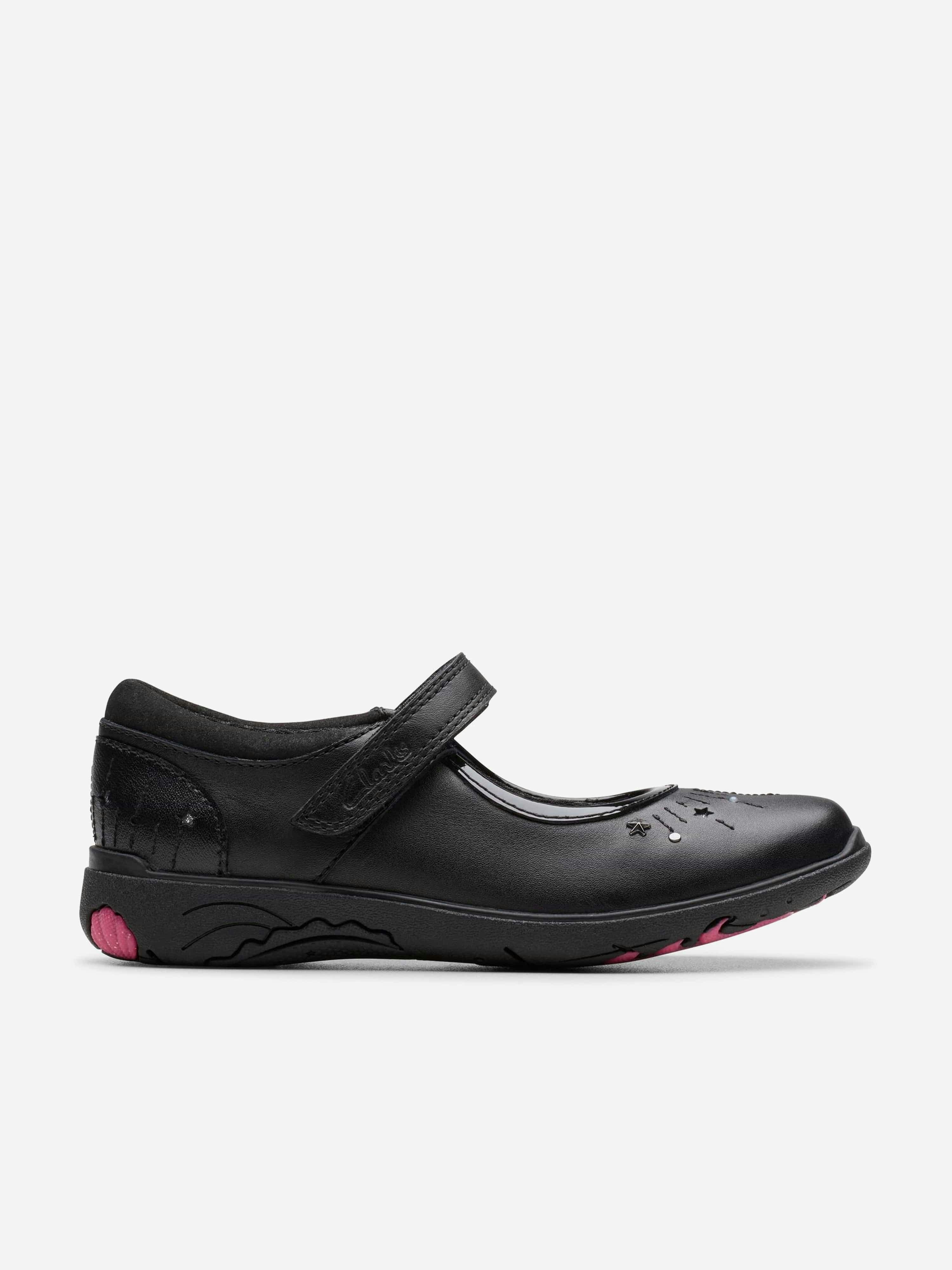 Clarks Girls Black Leather Relda Wish Shoes In - Eu 25.5 Uk 8