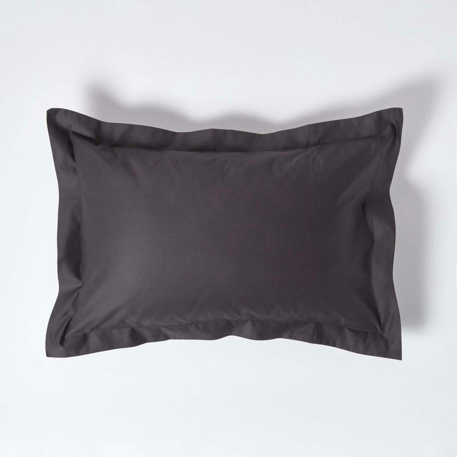 Rackhams Dark/Grey Premium 1000 Tc Egyptian Cotton Sateen Weave Oxford Pillowcase, Standard Size - Charcoal