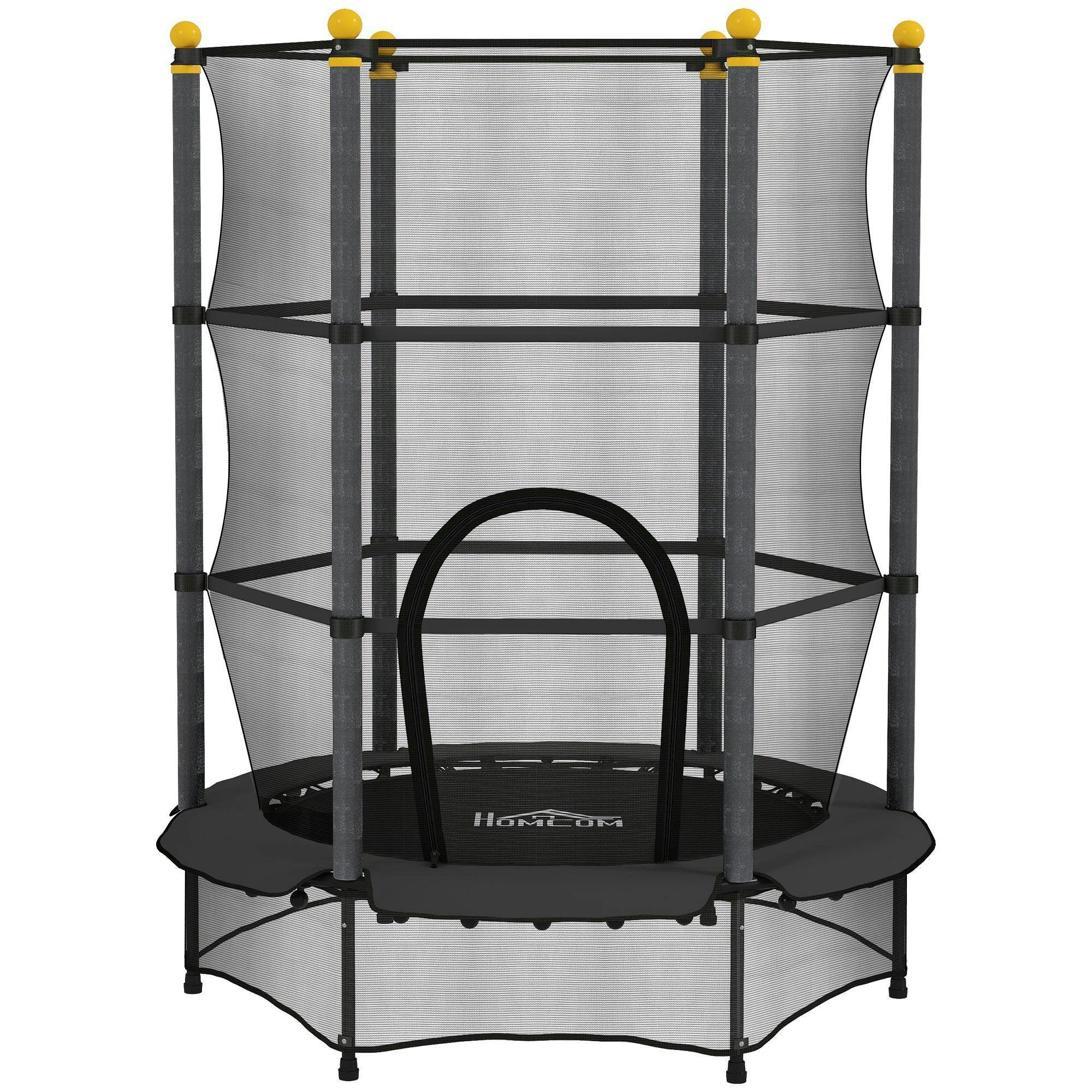 Homcom 4.6Ft Kids Trampoline With Safety Enclosure For Ages 3-10 Years Black - Image 4