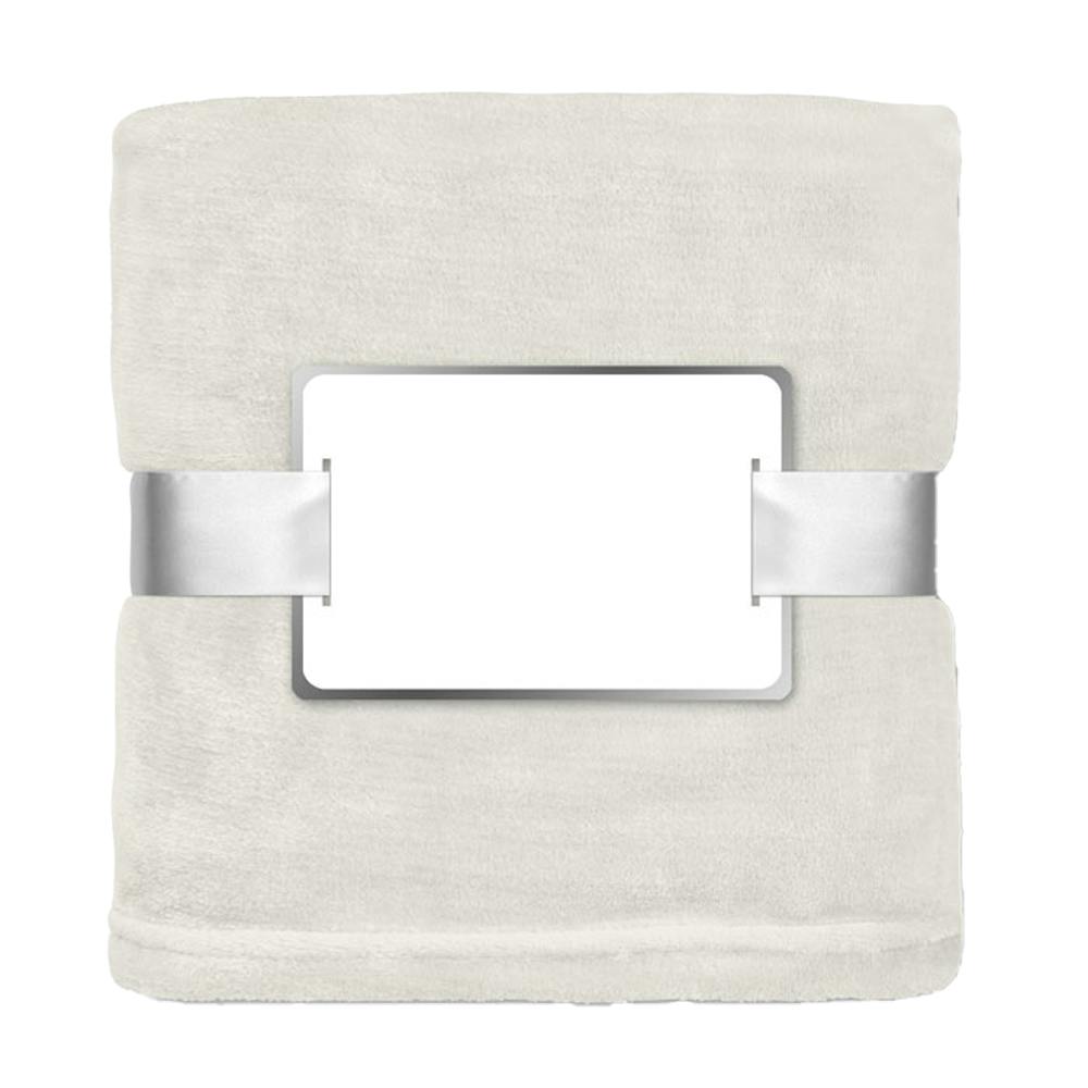 Rackhams Beige Davos Flannel Blanket - One Size - 100% Mixed