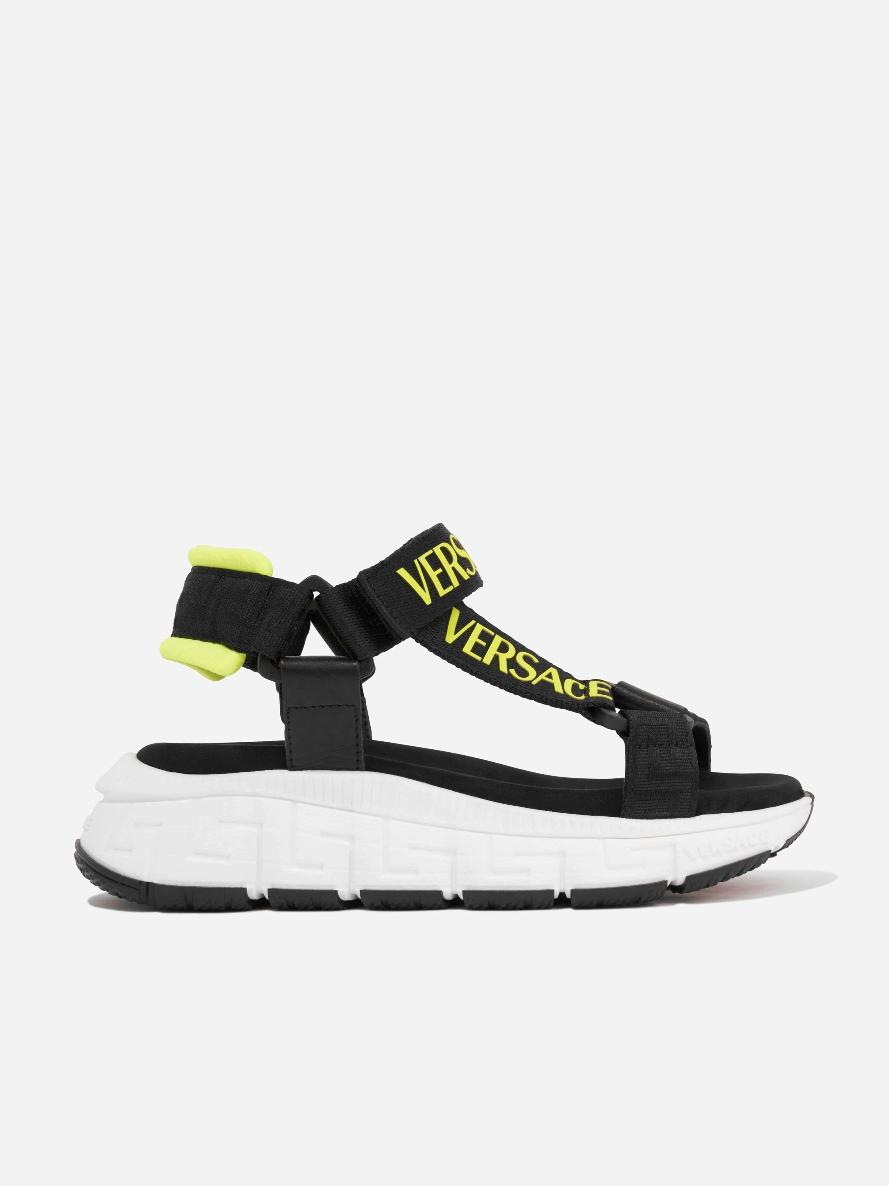 Versace Black Kids Logo Strap Sandals In - Eu 30 - Uk 12