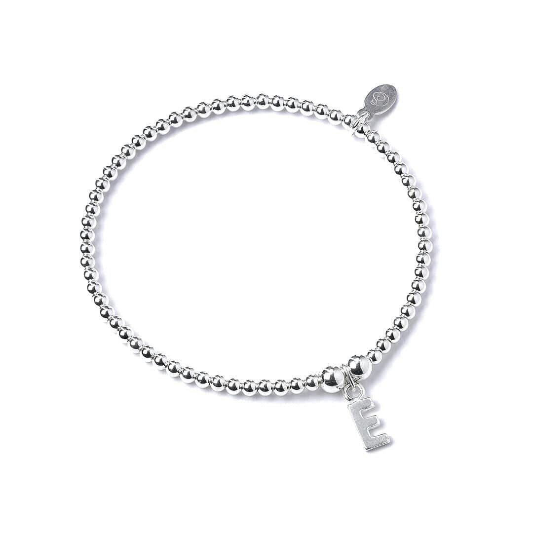 Mylee London Silver Letter Initial Sterling Ball Bead Bracelet - No - E