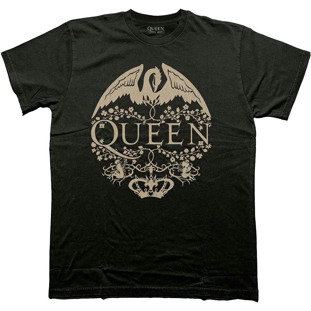Paradiso Clothing Unisex Black Queen Floral Crest Mono Band Logo T Shirt - Xl