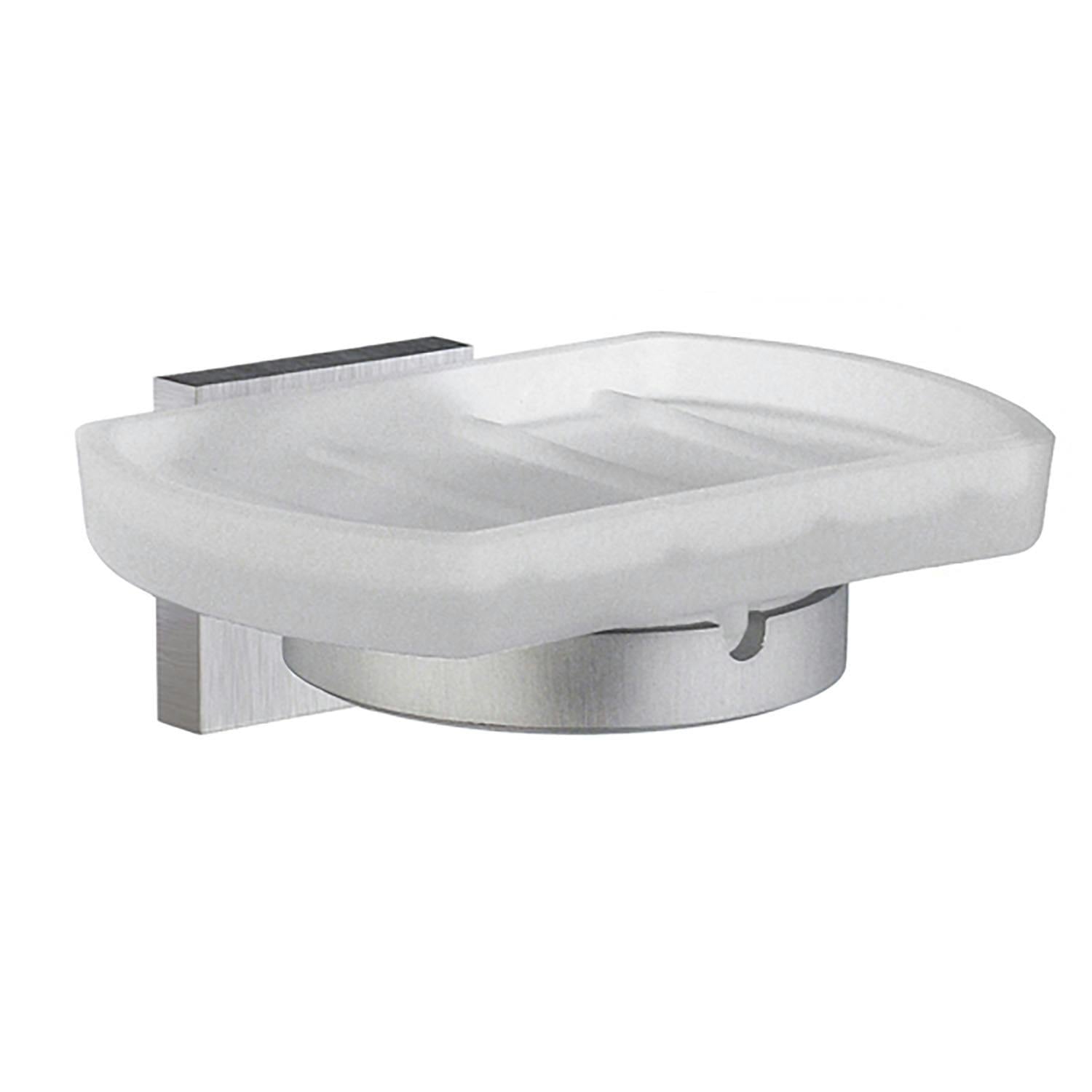 Smedbo Frosted Glass Soap Dish Tray And Brushed Chrome Wall Mounted Holder With Concealed Screws For Bath Shower Bathroom
