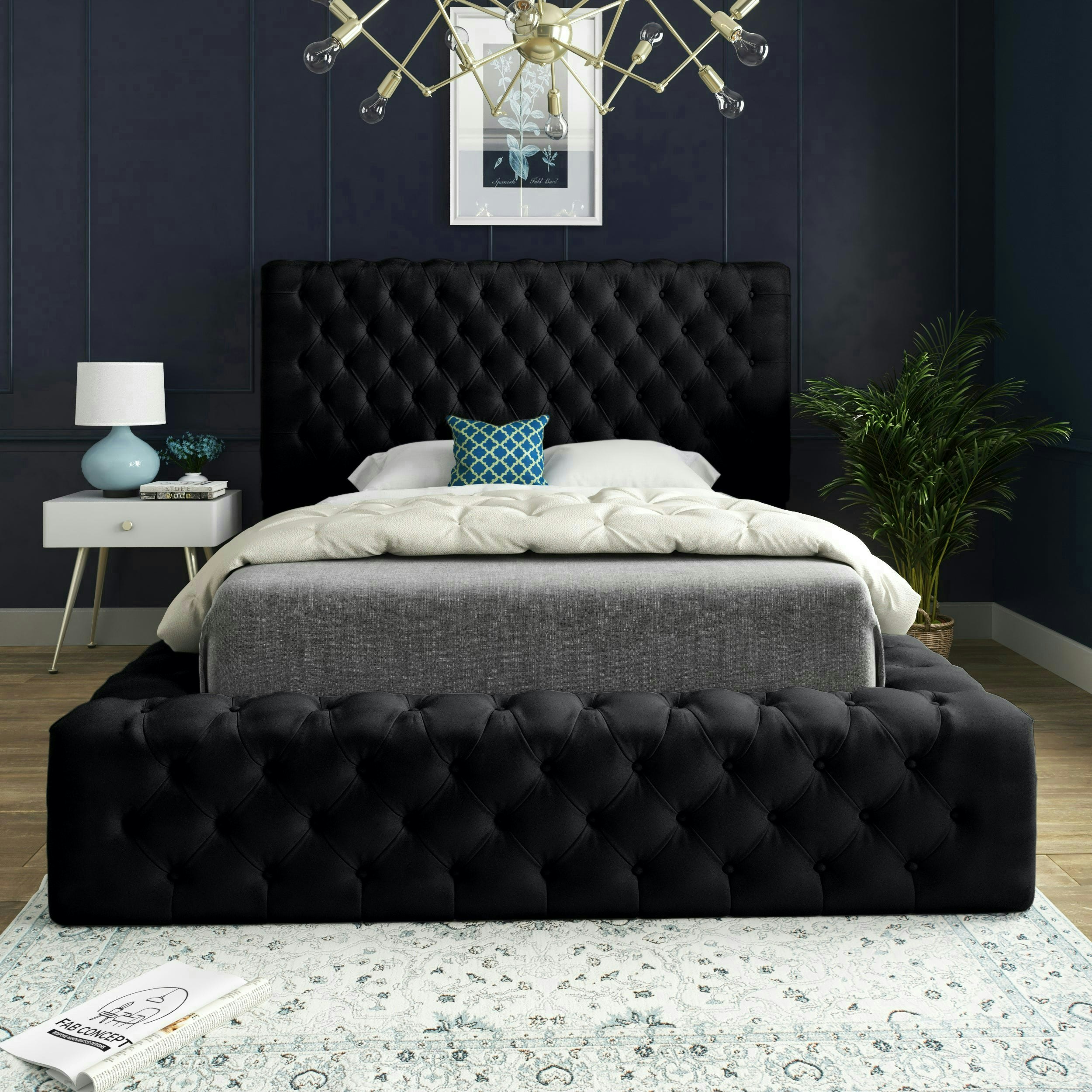 Rackhams Black Cambridge Bed - Kingsize - 5Ft