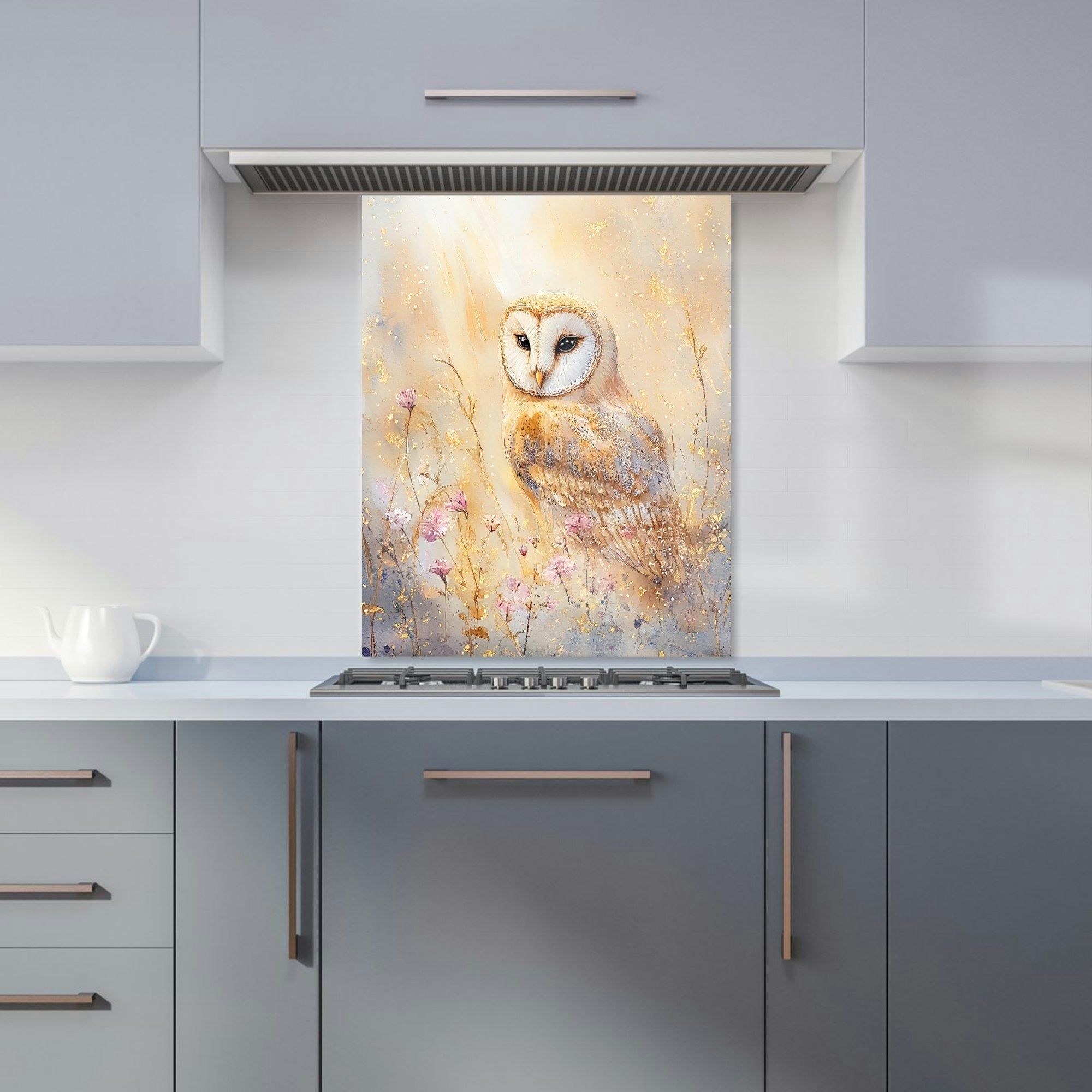 Rackhams Owl In Meadow Glass Kitchen Splashback - W600mm X H750mm