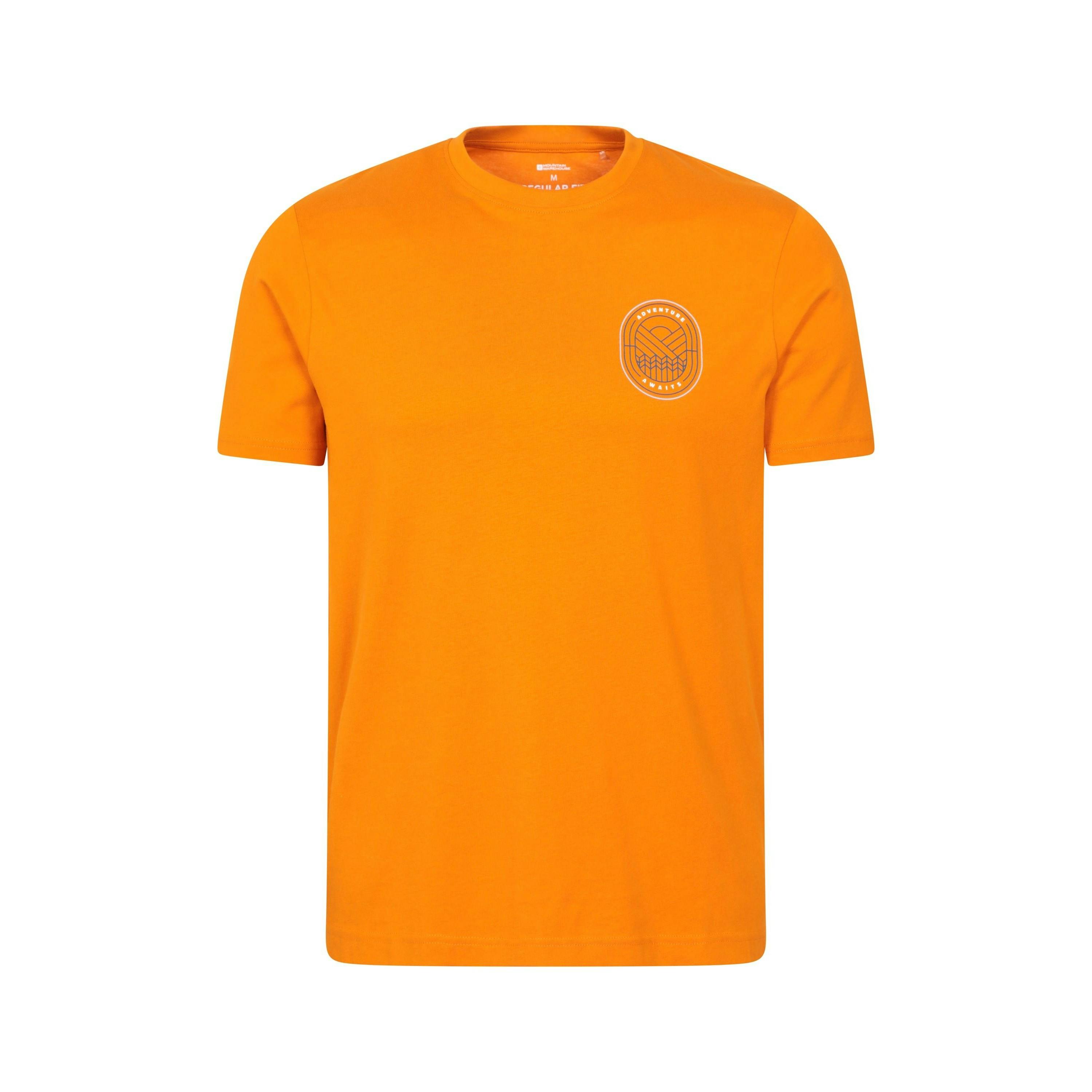 Mountain Warehouse Men's Orange Adventure Awaits T-Shirt - Bright - Xs - Bright - 100% Organic Cotton