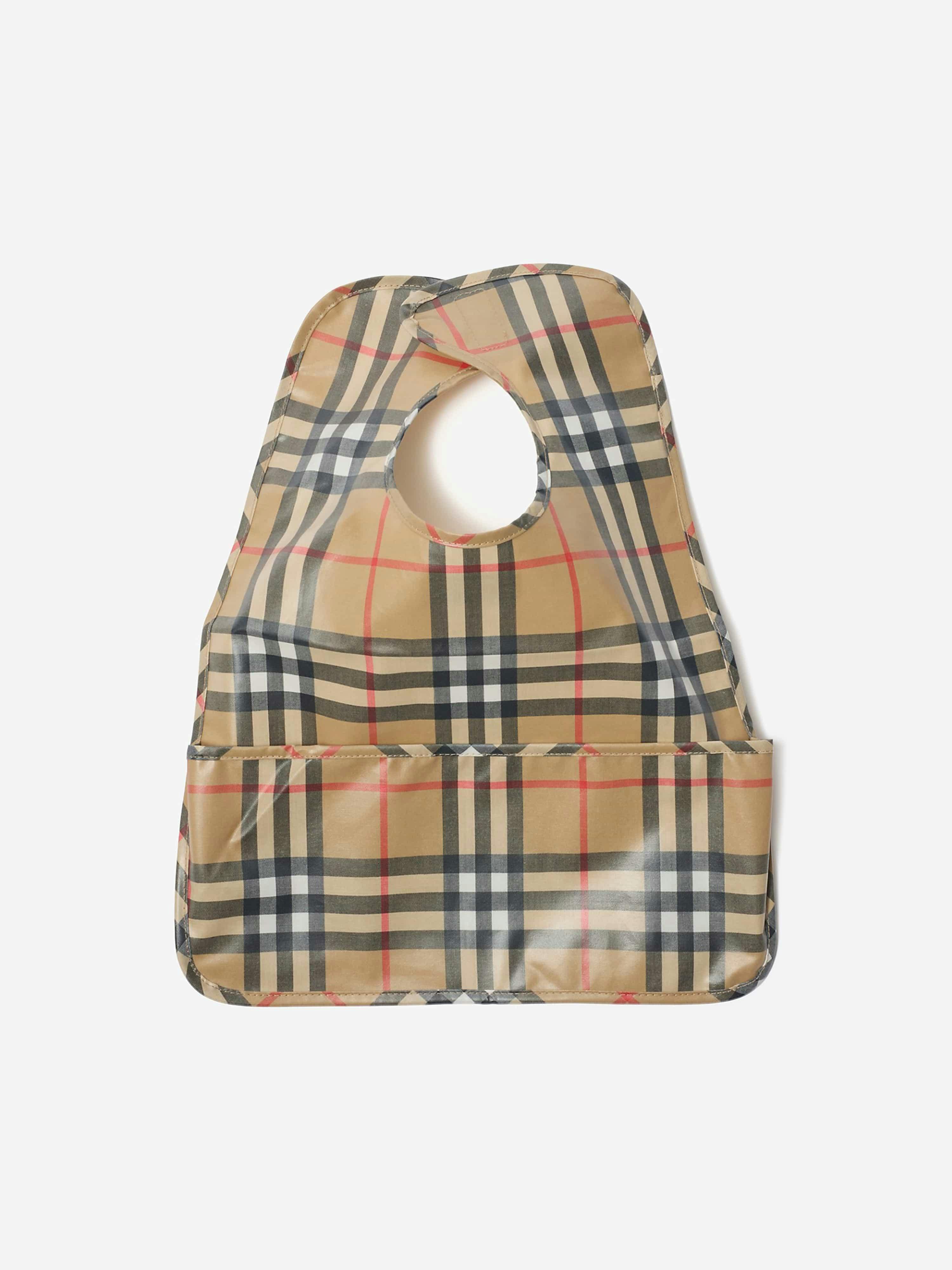 Burberry Kids Beige Burberry Baby Check Coated Cotton Bib In - Camel - One Size