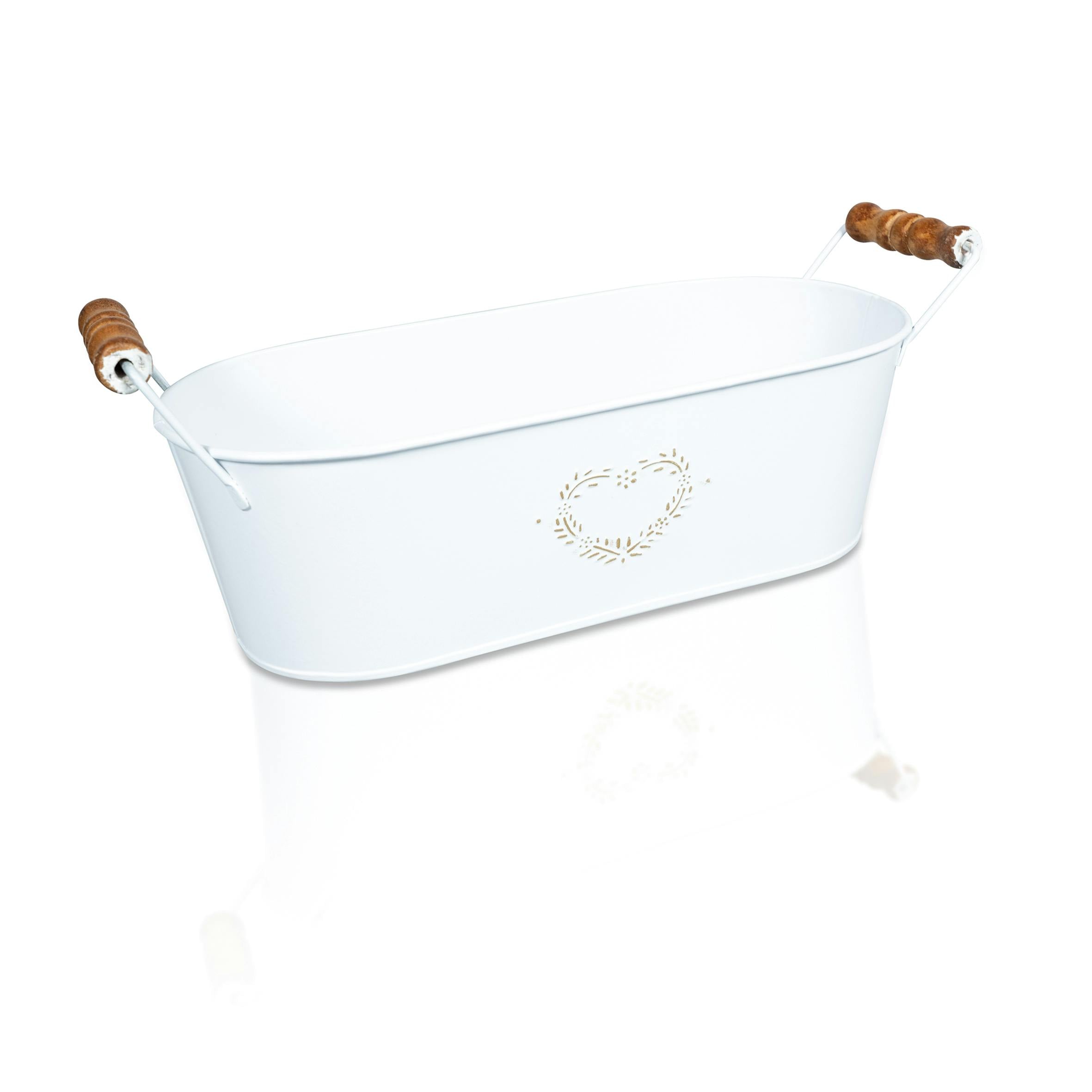 St Helens White Oval Metal Planter With Handles