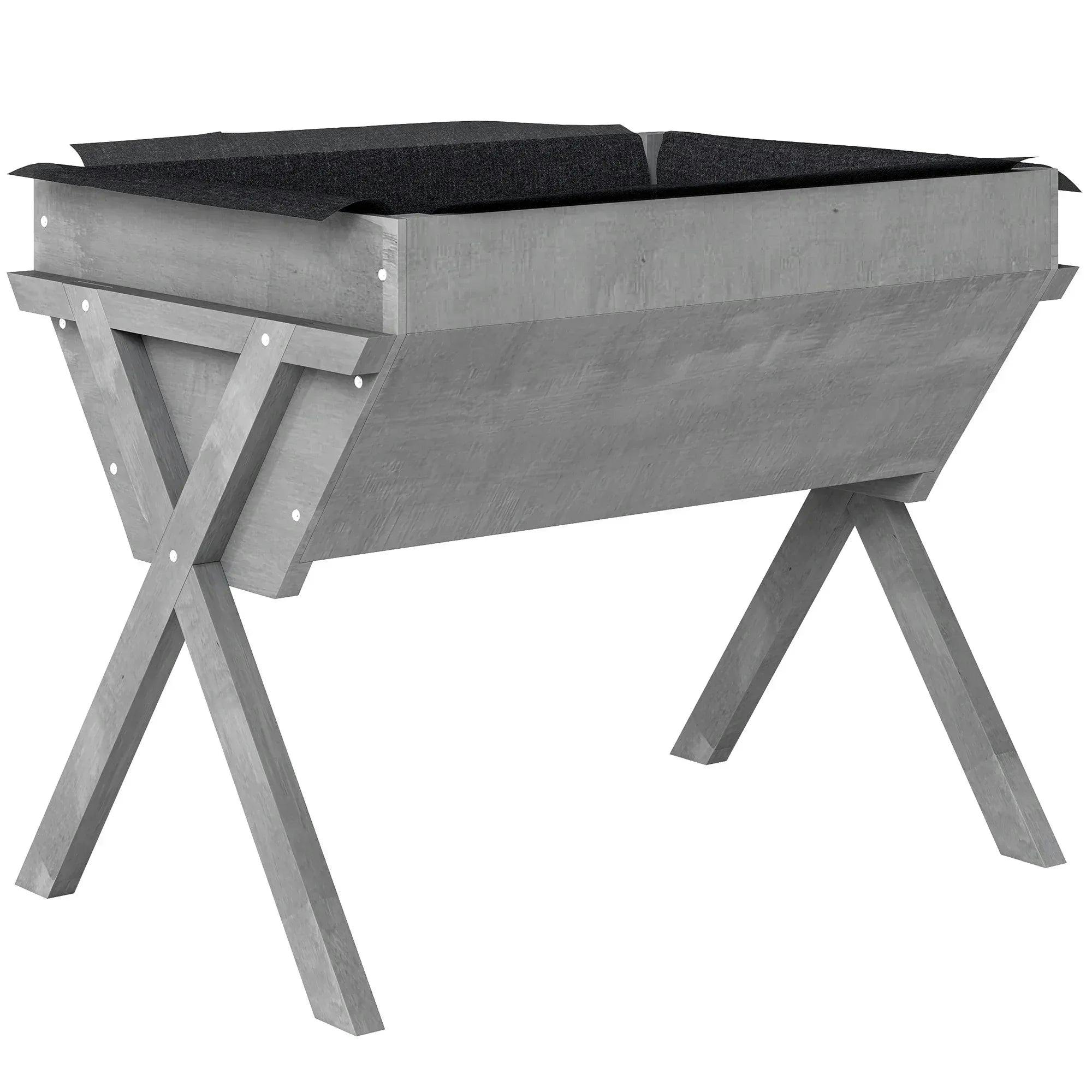 Outsunny Wooden Raised Garden Bed with Bed Liner, Light Grey | Elevated Planter Box, for Vegetables Flowers Herbs, Outdoor and Indoor Use - Image 4