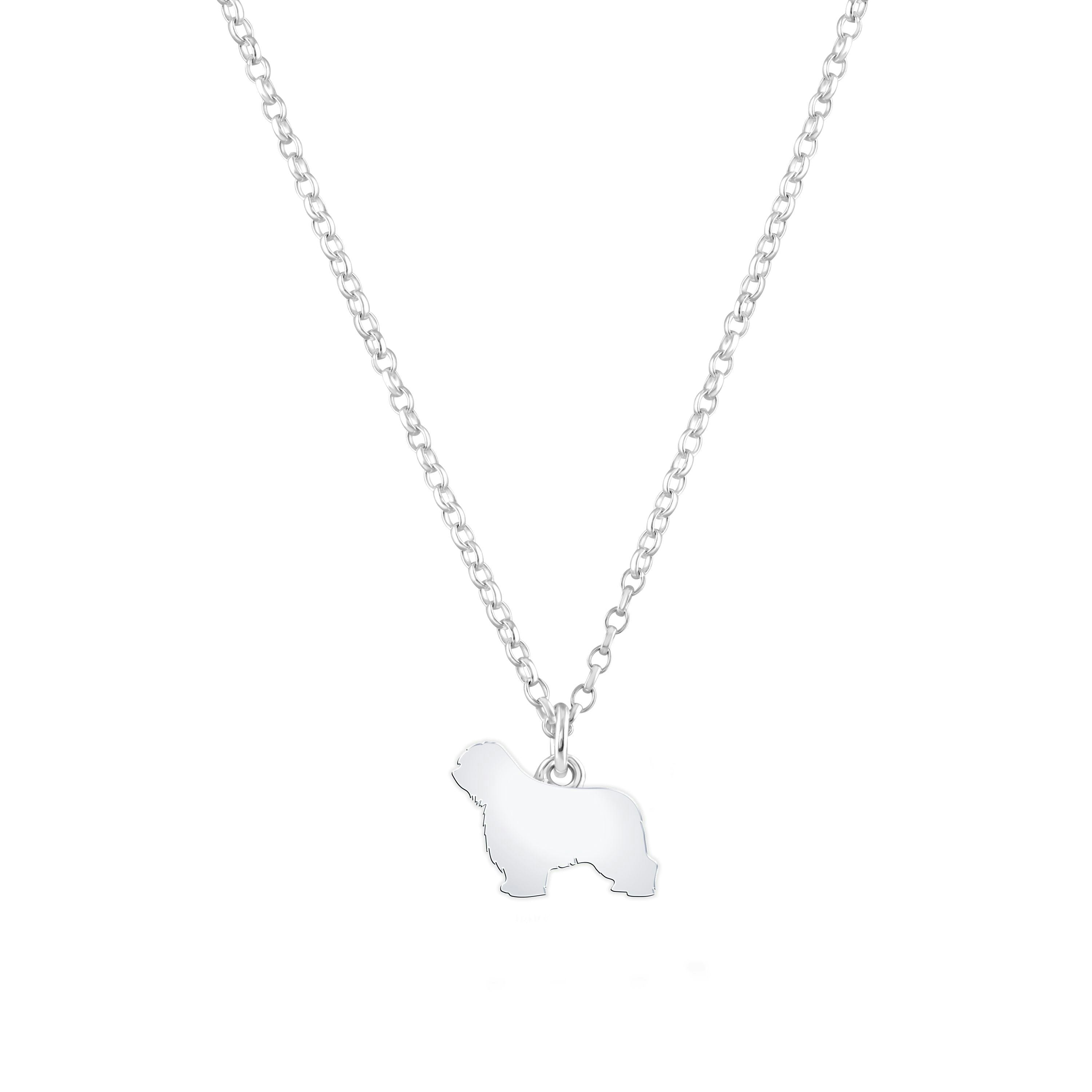 Mylee London Silver Polish Lowland Sheepdog Silhouette Necklace - Personalised - No