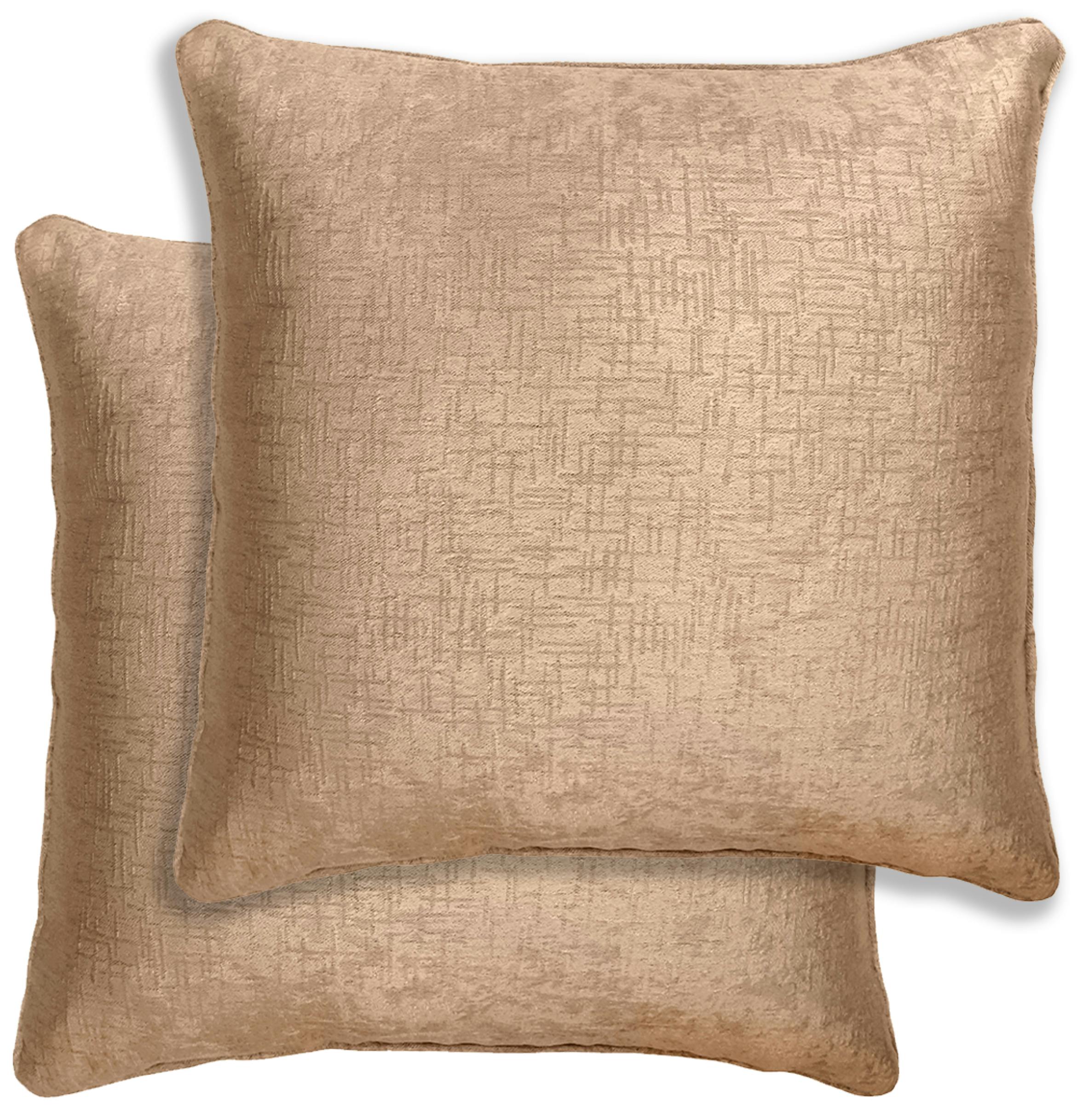 Enhanced Living Pair Of Vogue Textured Double Sided Zip Opening Piped Edge Cushion Covers - 43X43cm - Cases Only - Latte