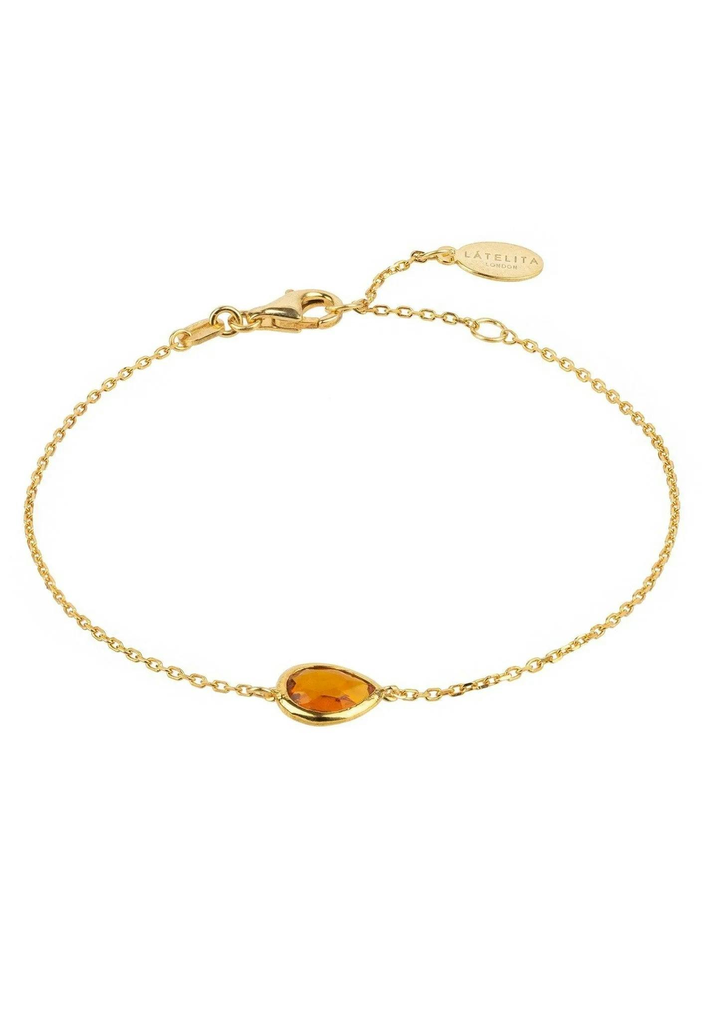 Latelita Gold Pisa Mini Teardrop Bracelet Citrine