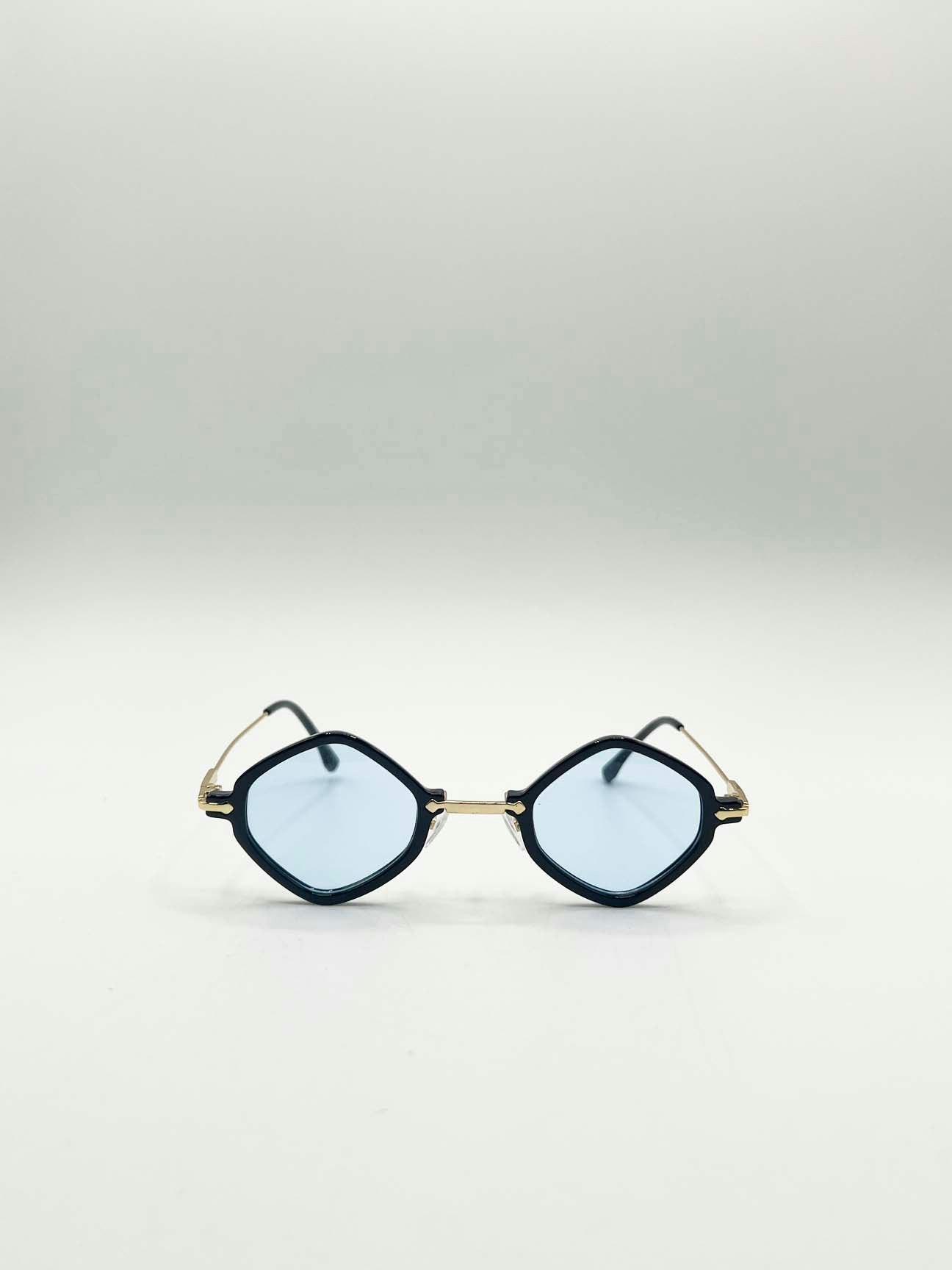 Svnx Black/Blue Diamond Shape Sunglasses In - One Size