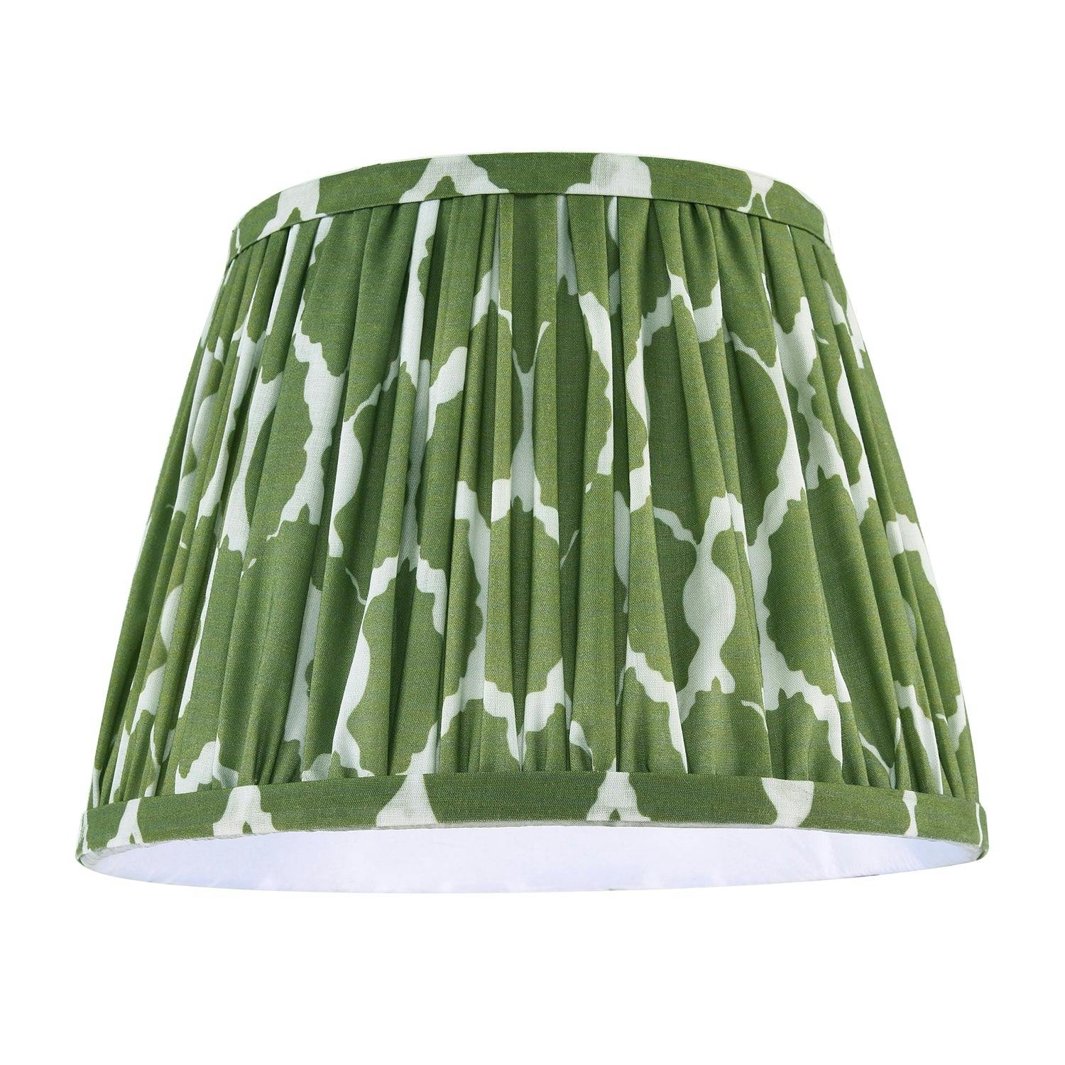 Happy Homewares Green Modern Olive Pleated Cotton Fabric Lamp Shade With Wavy Design