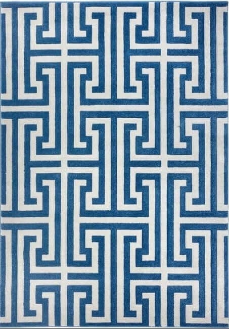 The Rugs Blue Greek Key Rug Geometric Design - 120X170 Cm