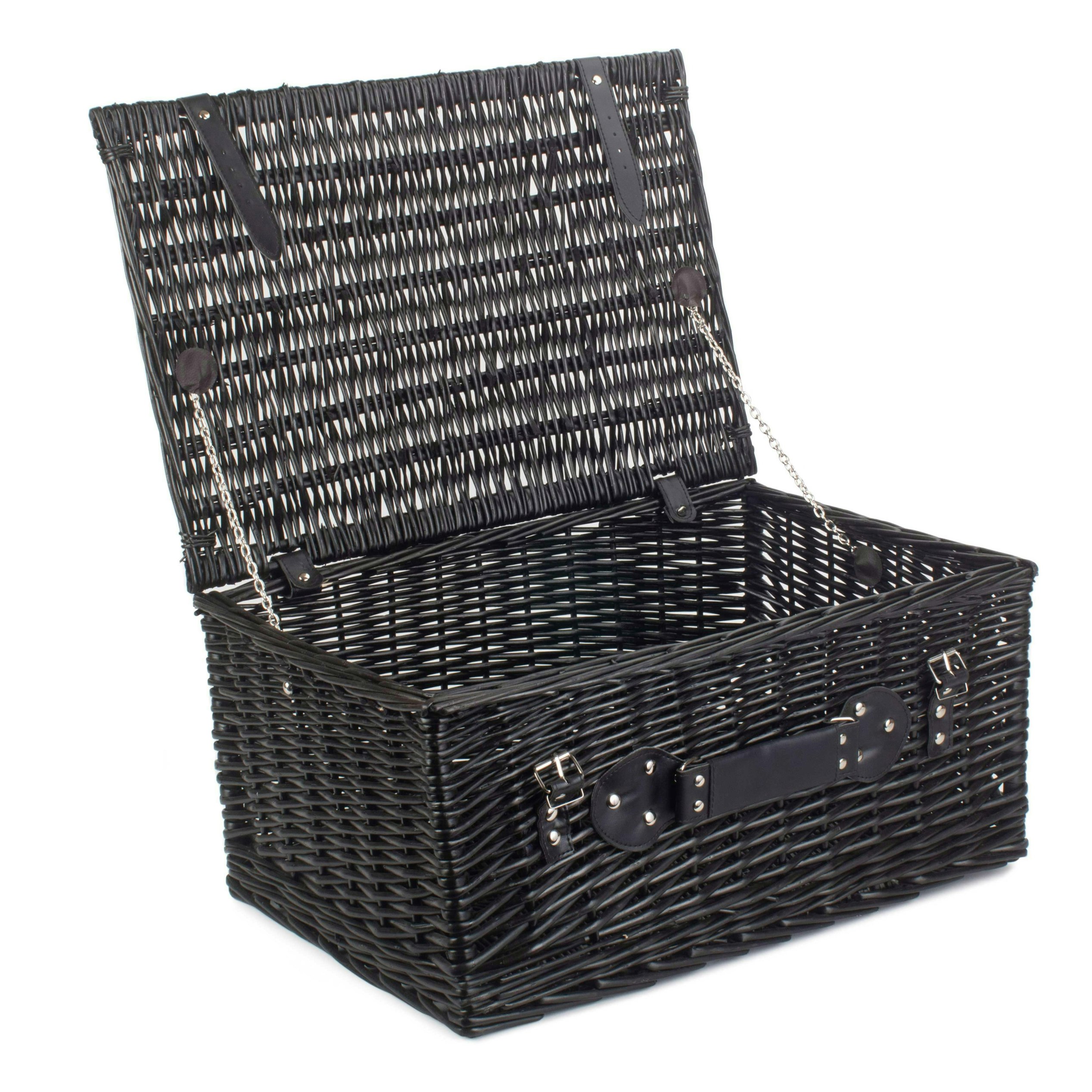 Red Hamper Red/Black Hamper 51Cm Empty Willow Picnic Basket With Cotton Lining