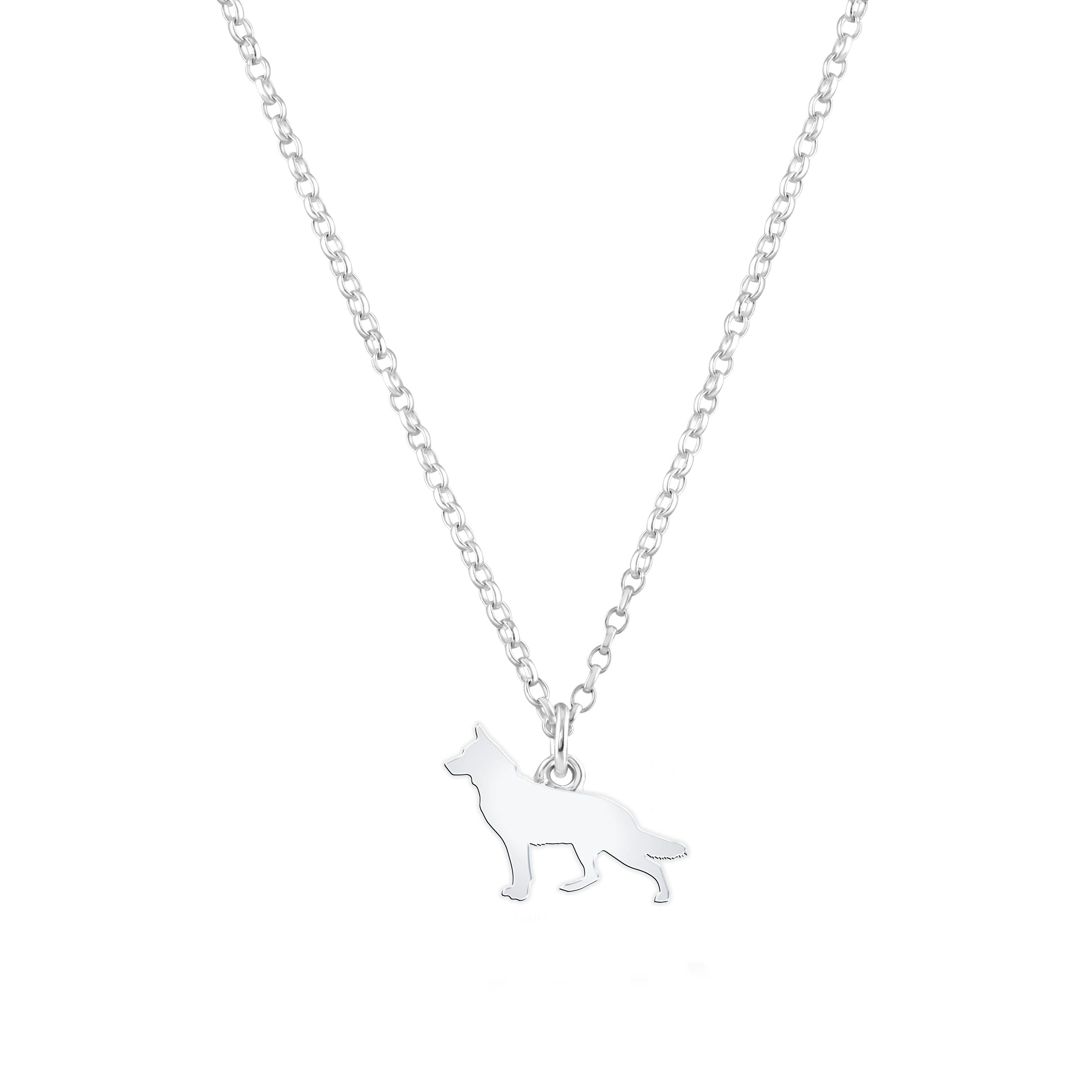Mylee London White/Silver Swiss Shepherd Dog Silhouette Necklace - Personalised - Yes