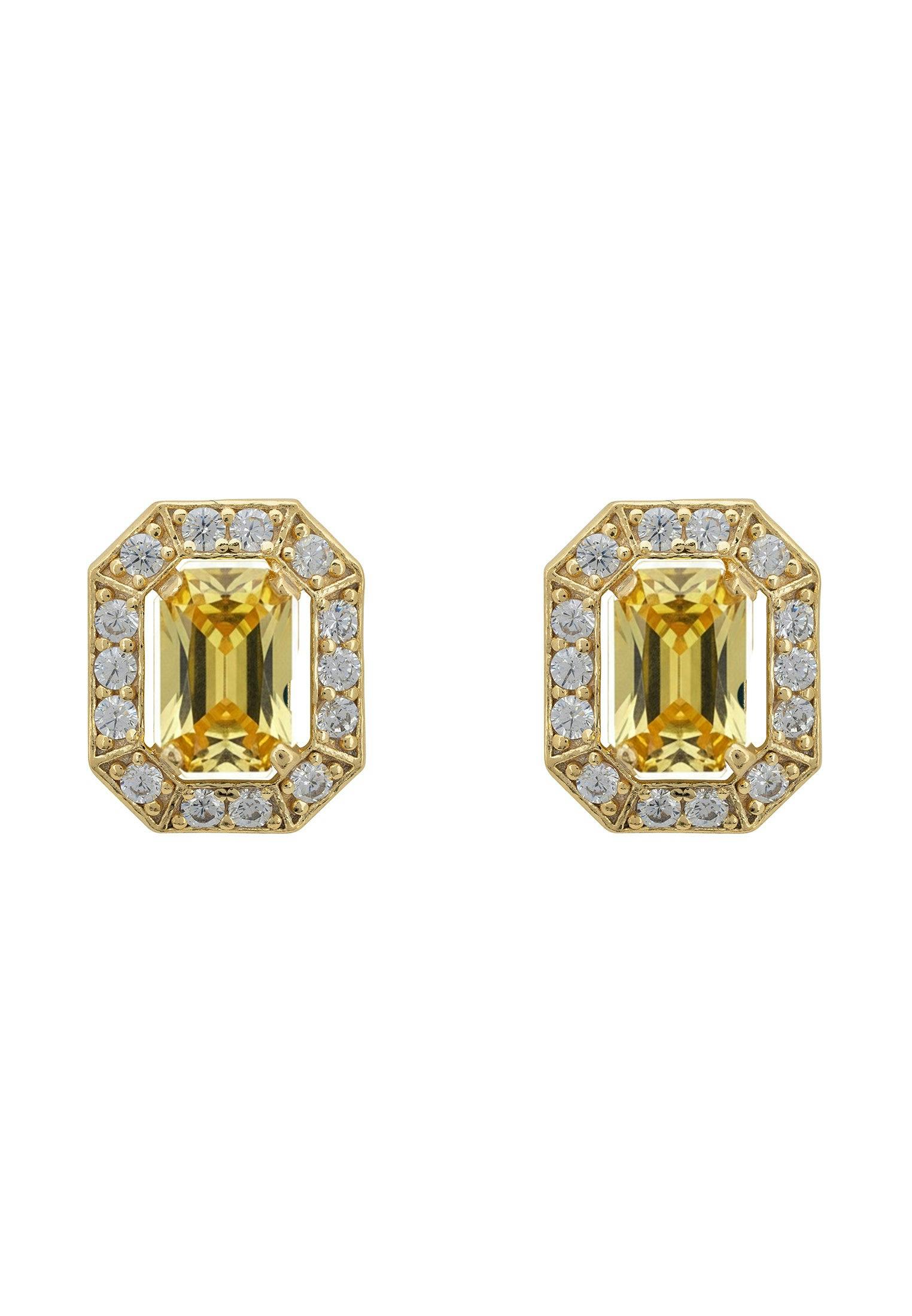 Latelita Gold Whistledown Gemstone Stud Earrings Citrine