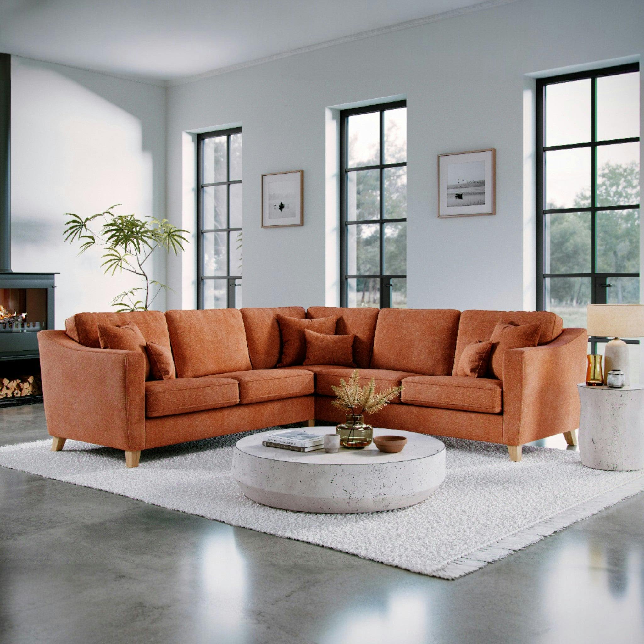 Rackhams The Elton Large Corner Sofa - Terracota
